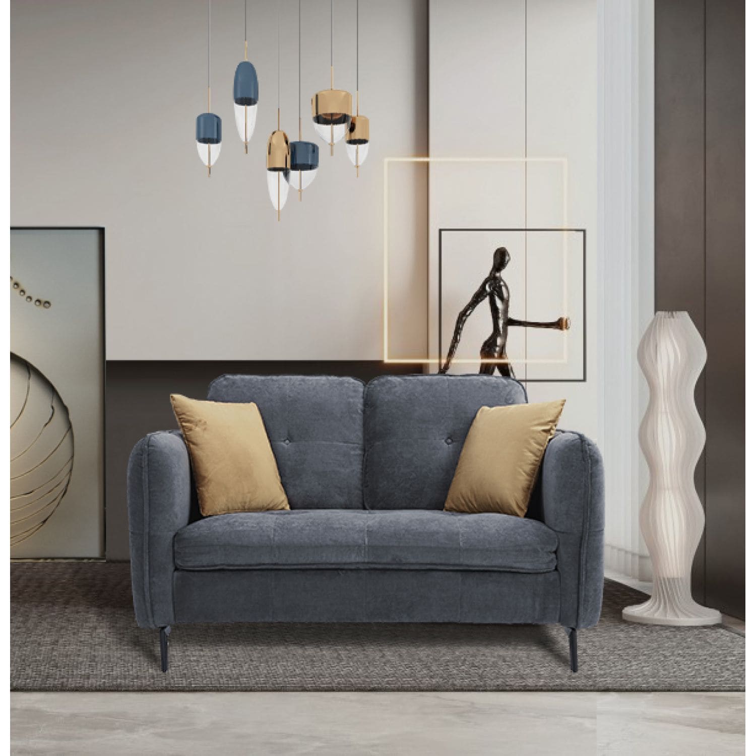 JASMODER W223S01511 34.6-in Modern Dark Gray Polyester/Blend Sofa