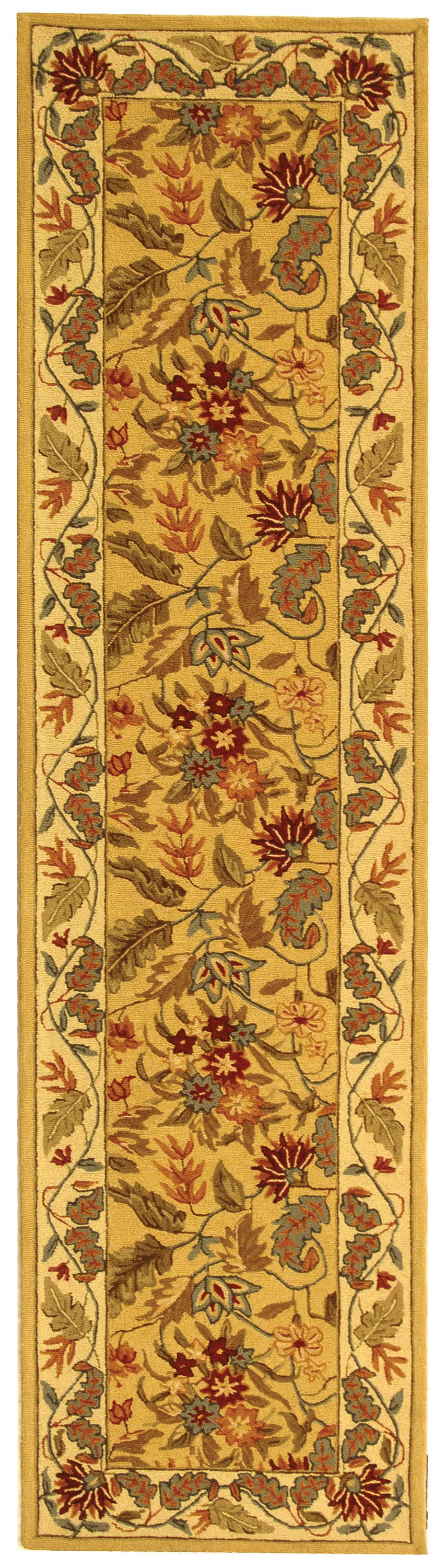 Safavieh HK141A-214 Chelsea Spring 2 x 14 (ft) Tufted Wool Ivory Rectangular Indoor Floral/Botanical Farmhouse/Cottage Runner rug