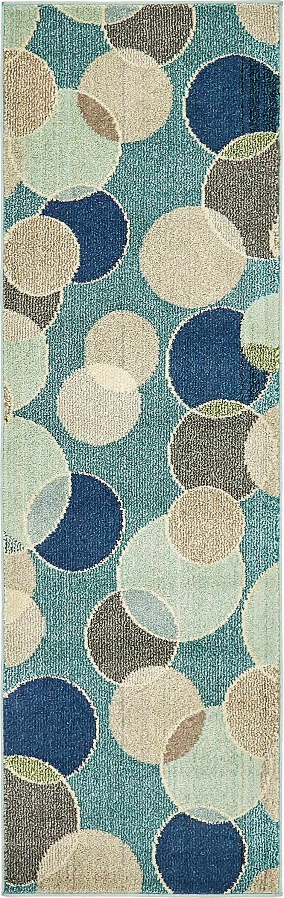 Unique Loom 3139821 Seaside Chromatic 2 x 6 (ft) Loomed Polypropylene Blue/Beige Rectangular Indoor Geometric Coastal Runner rug