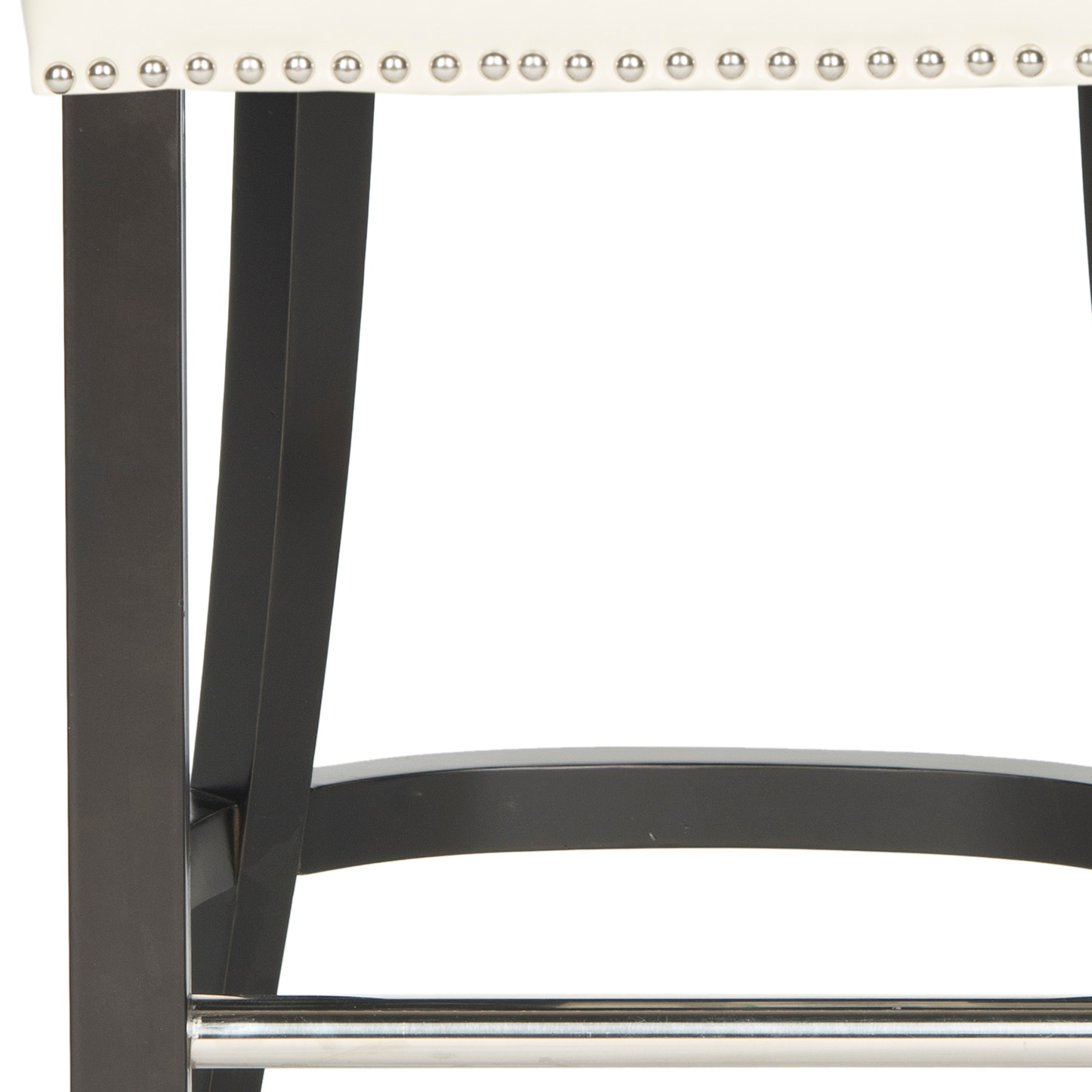 Espresso Birchwood and Flat Cream Bicast Leather Counter Stool