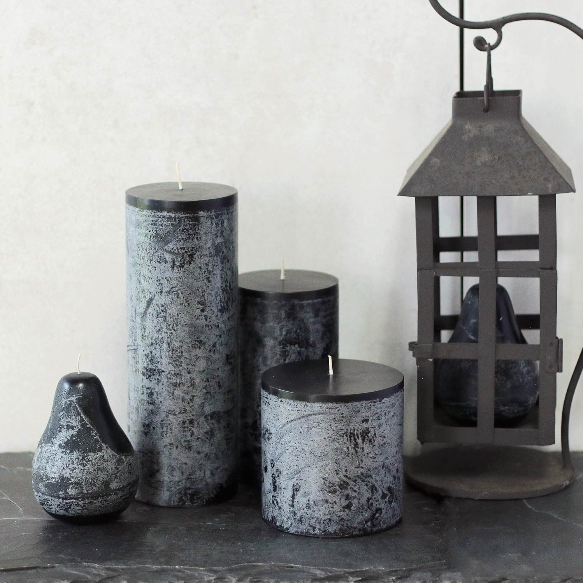 4.25" Distressed Black Eco-Friendly Pillar Candle