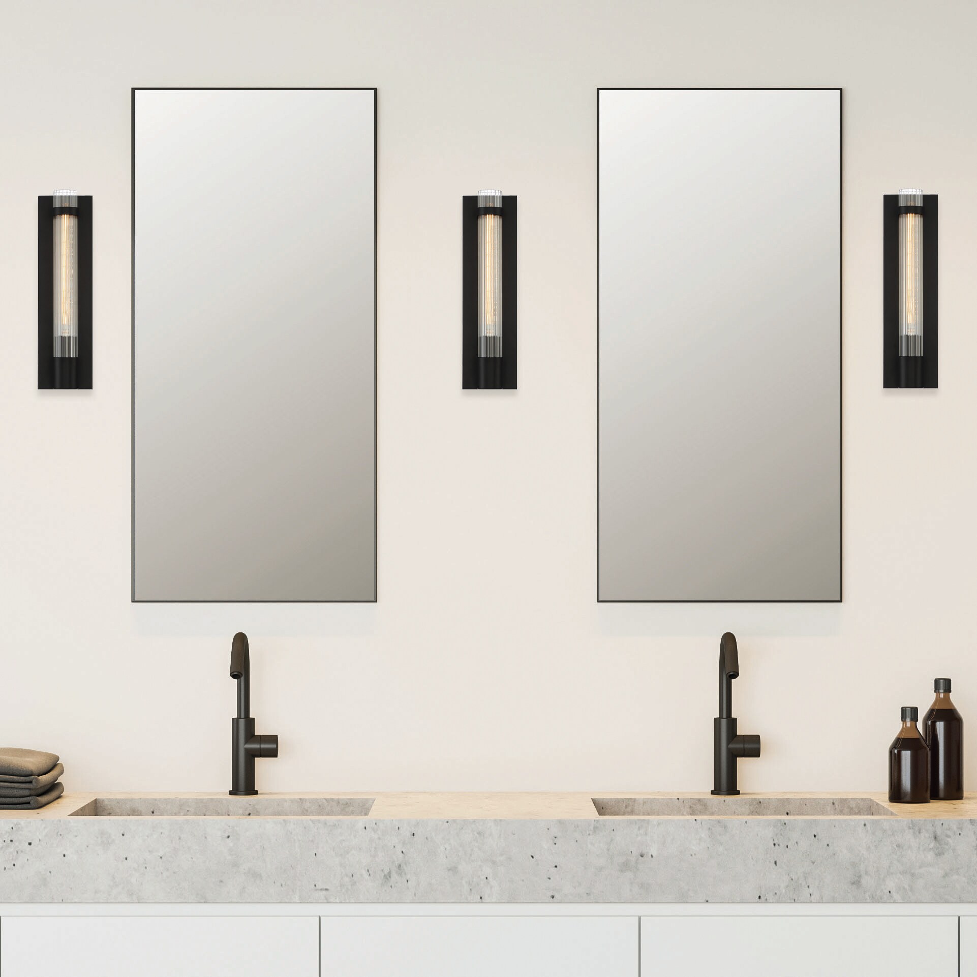 Willmar Matte Black Metal and Glass Wall Sconce