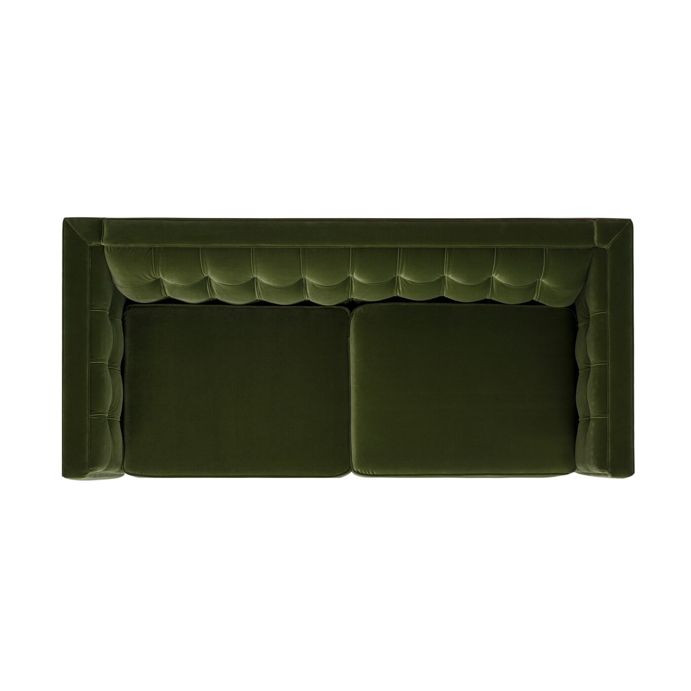 James 74" Olive Green Velvet Tuxedo Sofa with Wood Legs
