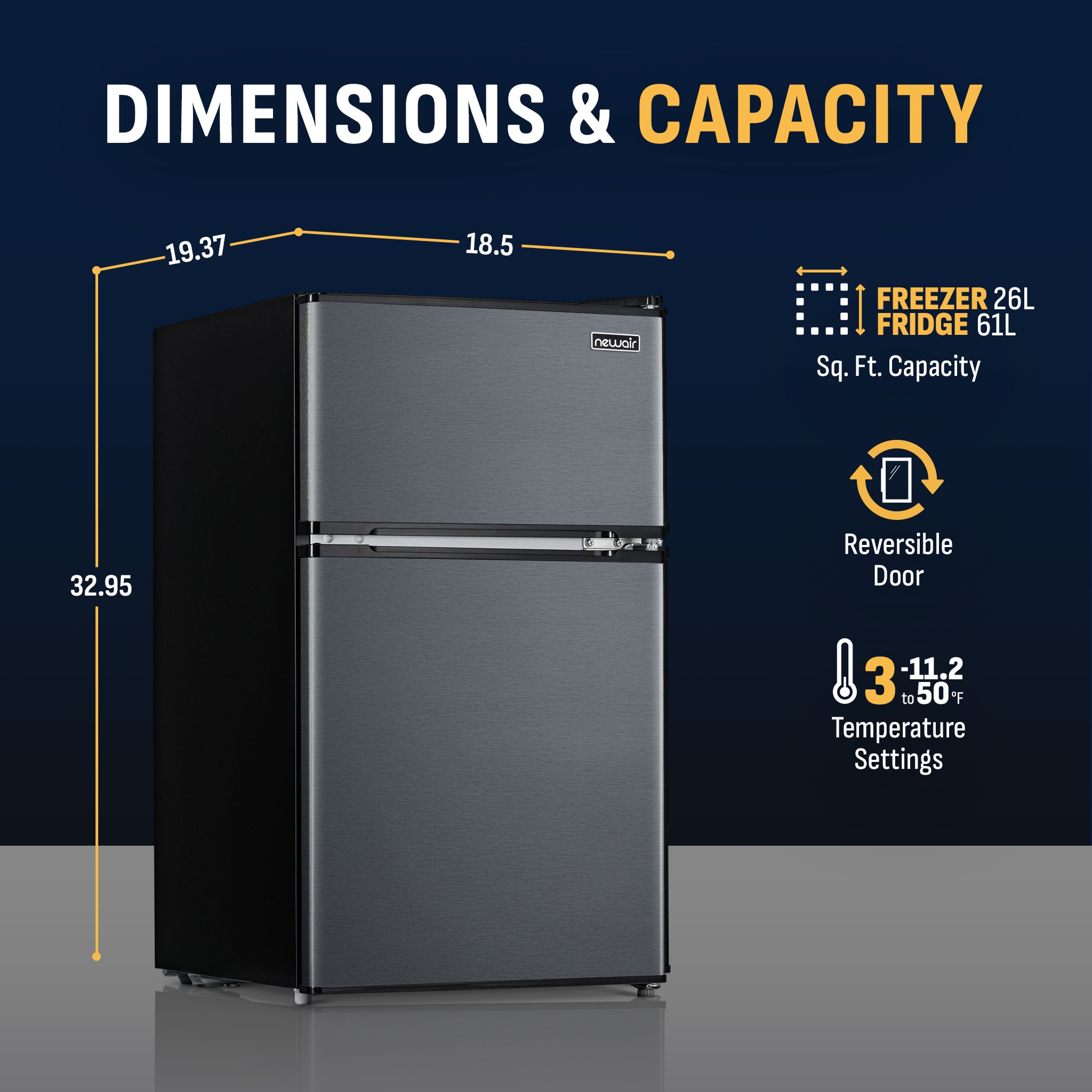 NewAir 3.1-cu ft Mini Fridge with Freezer (Gray) Garage Ready
