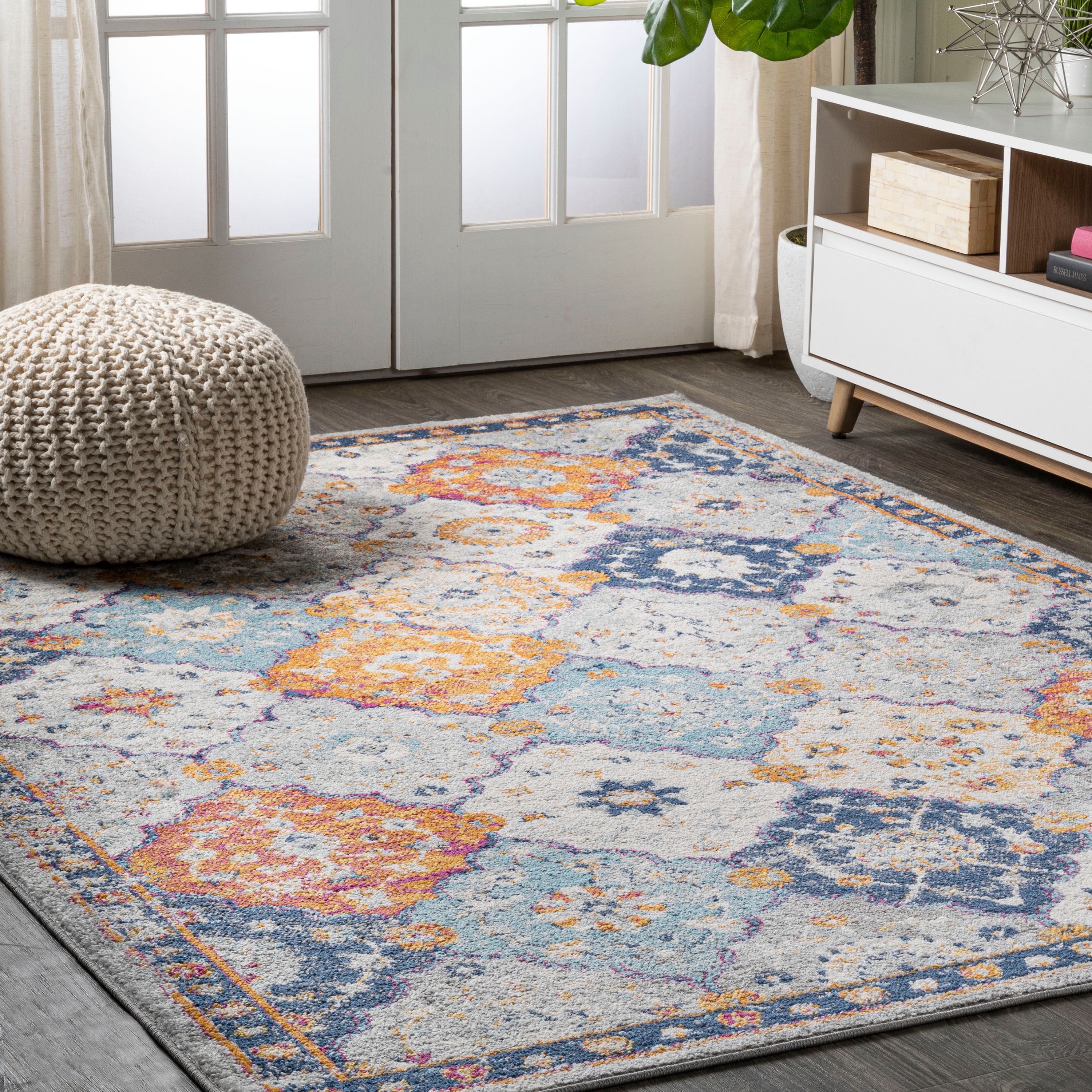Buy Area Rug Living Room Rugs - 5x7 Soft Machine Washable Oriental Persian  Floral Distressed Rug Large Indoor Floor Carpet for Bedroom Under Dining  Table Home Office Decor - Multi Online at
