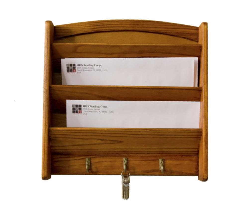 Home Basics Quick Install Rustic Pine Wood Wall Mounted Paper Towel Holder  with Flat Top, Brown