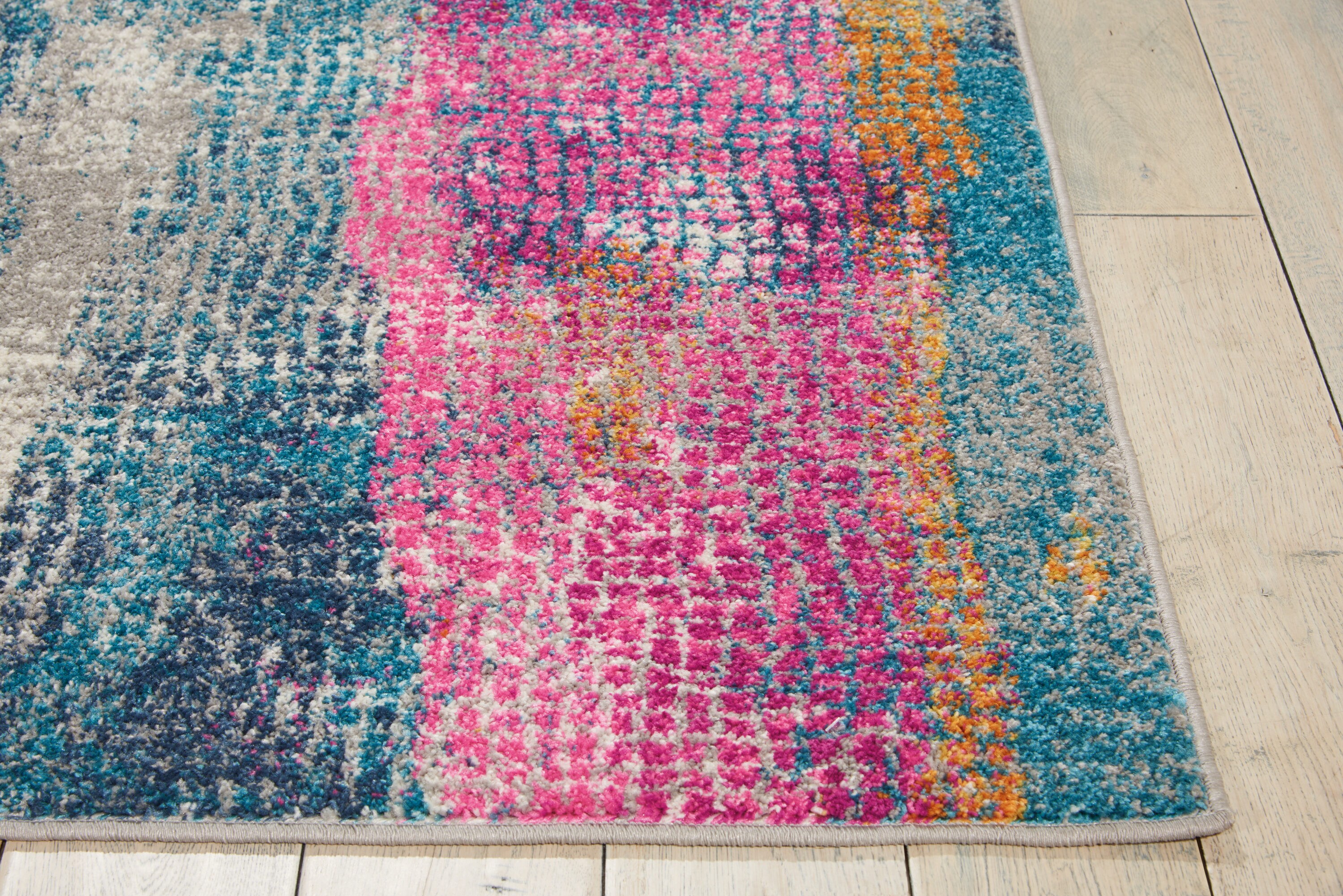 Reversible Grey and Multicolor Geometric 8' x 10' Synthetic Area Rug