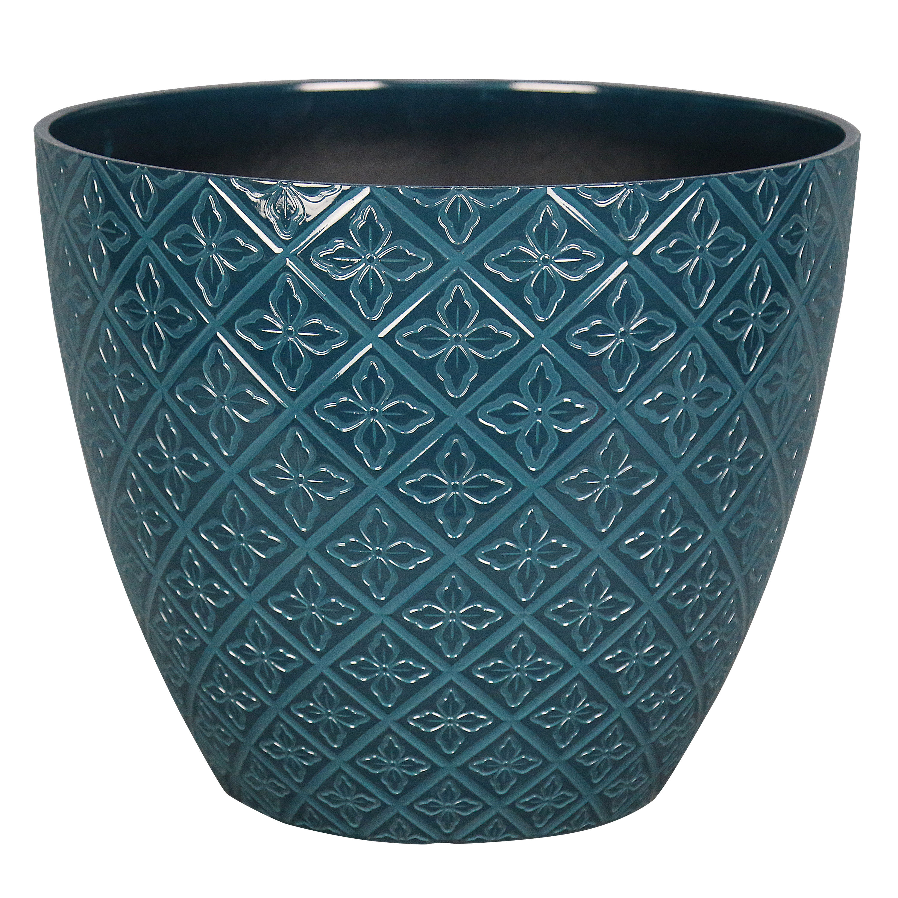 11.34-in W x 9.33-in H Teal Resin Contemporary/Modern Indoor/Outdoor Planter in Green | - allen + roth PLD2112PTG