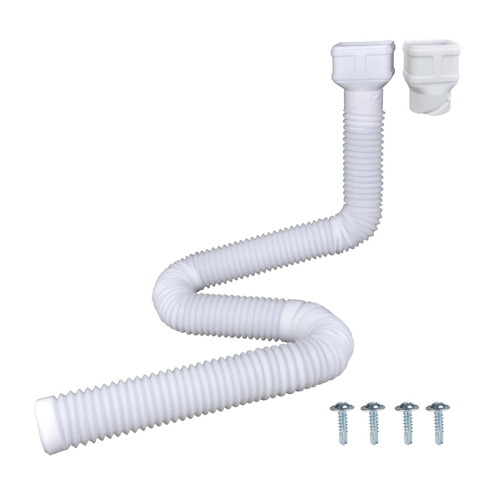 Etokfoks  7ft Long Gutter Downspout Extension 3.1 inch OD Flexible Drainage Pipe Fits 2x3 and 3x4 Downspouts Includes Adapters White 1 Pack