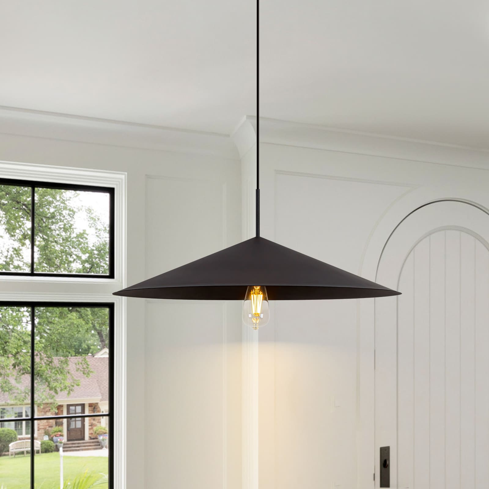 LLHZSY 1 -Light Matte Black Modern/contemporary Metal Cone Hanging Pendant Light