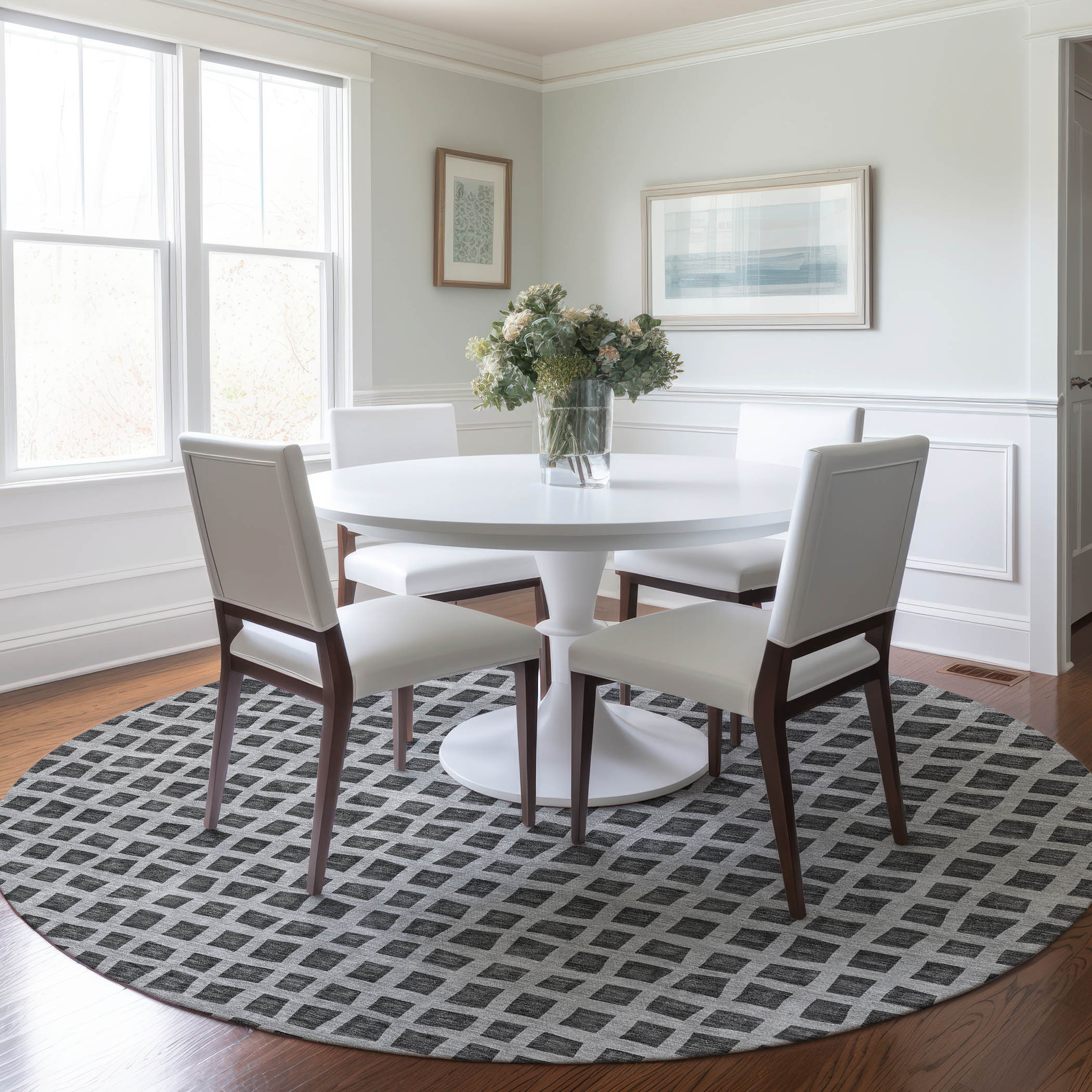 Addison Rugs ACN727GR8RO Chantille ACN727GR 8 x 8 (ft) Polyester Graphite Round Indoor/Outdoor Geometric Machine washable Area rug