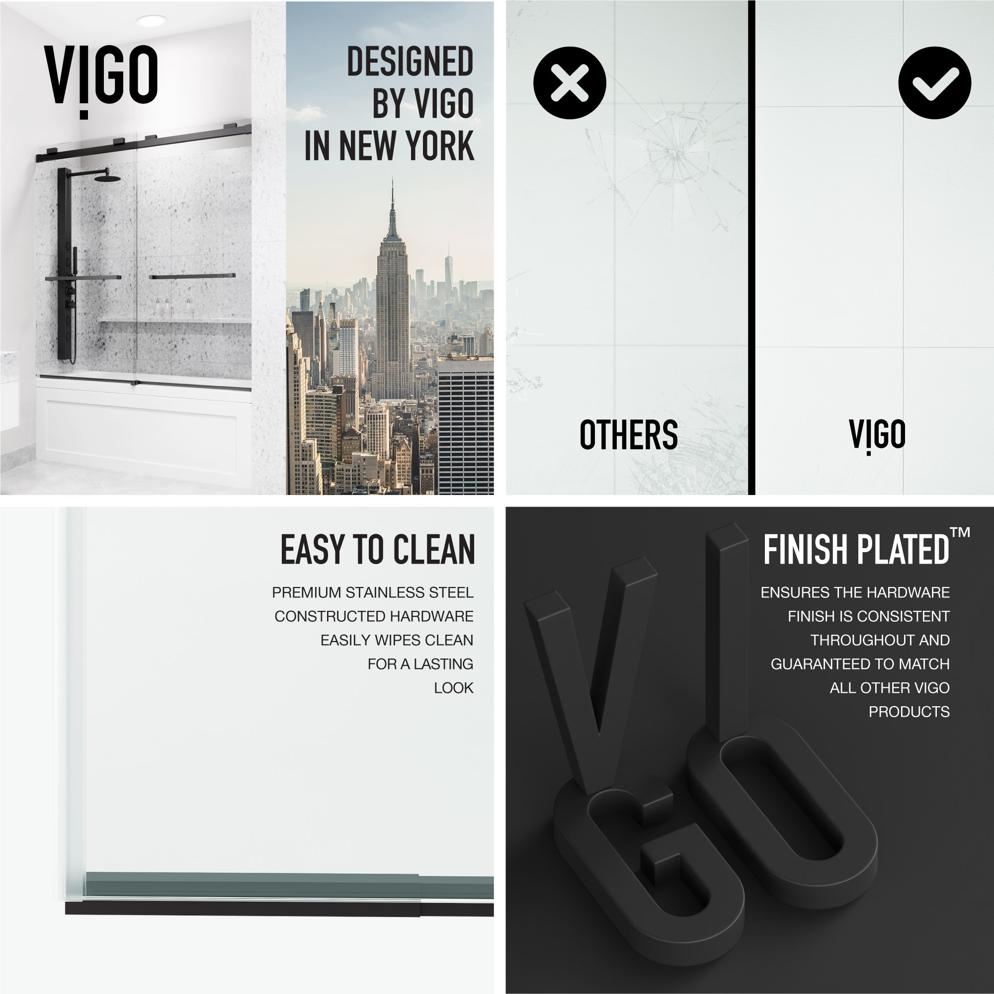 VIGO VG6023MBCL6066 Bathtub-Doors - View #5