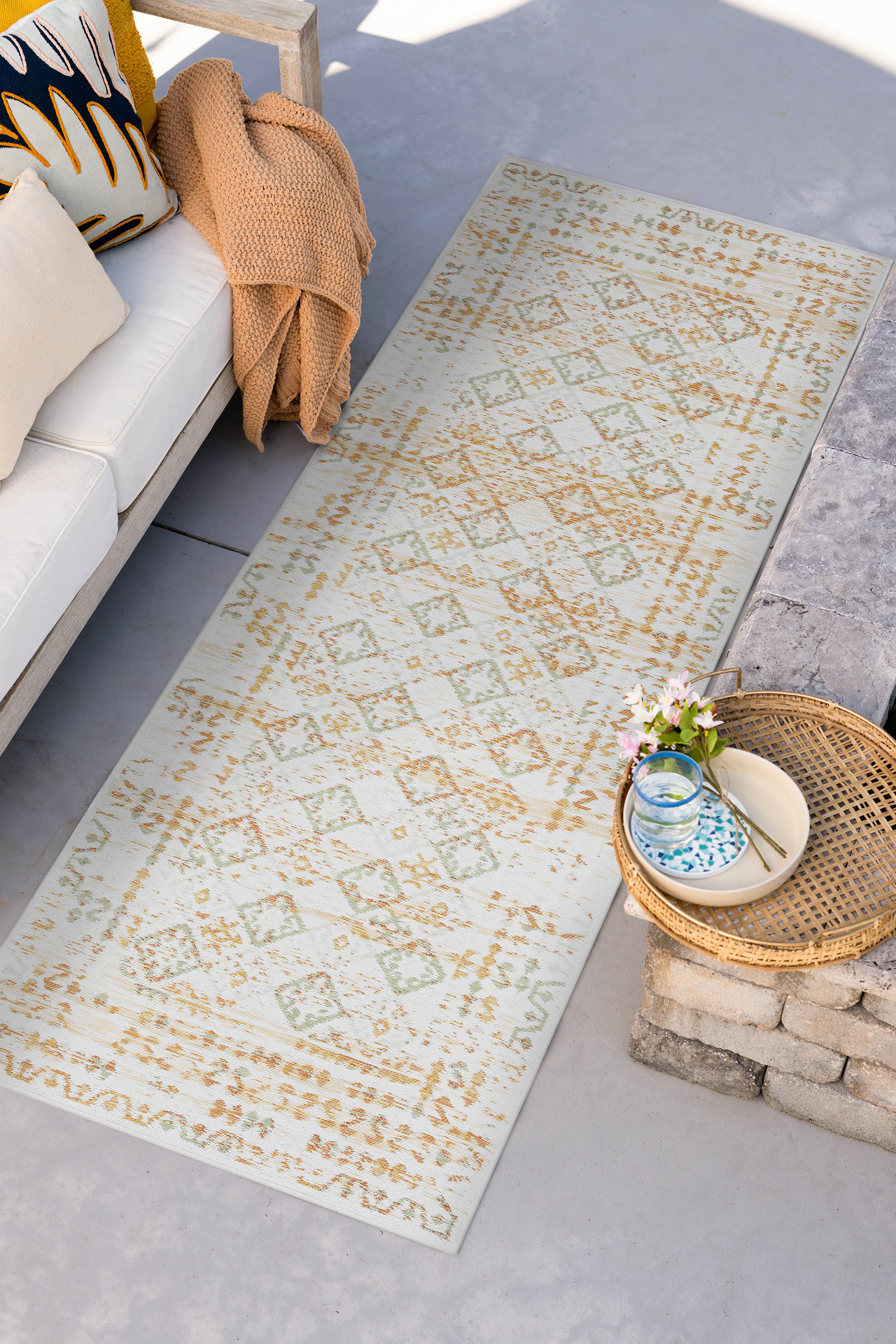 Tayse FLO1122 2X8 Flora 2 x 8 (ft) Loomed Polypropylene Orange Rectangular Indoor/Outdoor Runner rug
