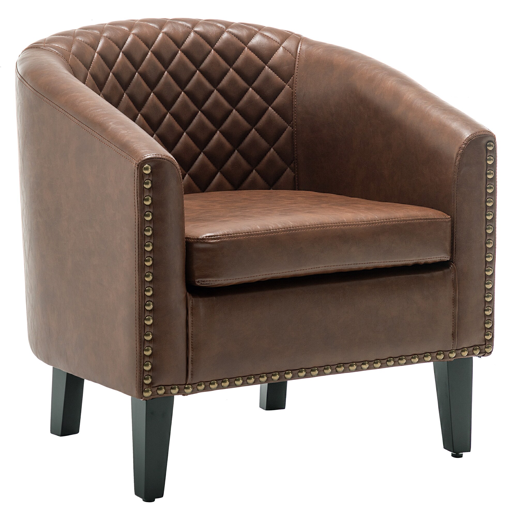 KINWELL BSC146-BRR Industrial Brown Faux leather Accent Chair
