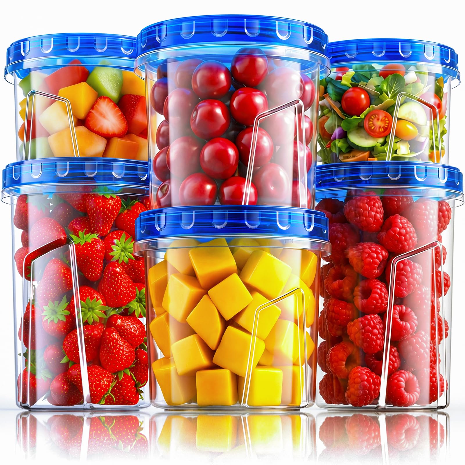 DHMHD  Freezer Storage Containers 6 Pack 33 oz 24 oz 17 oz Airtight Plastic Food Storage Containers with Twist Top Lids BPA Free Stackable