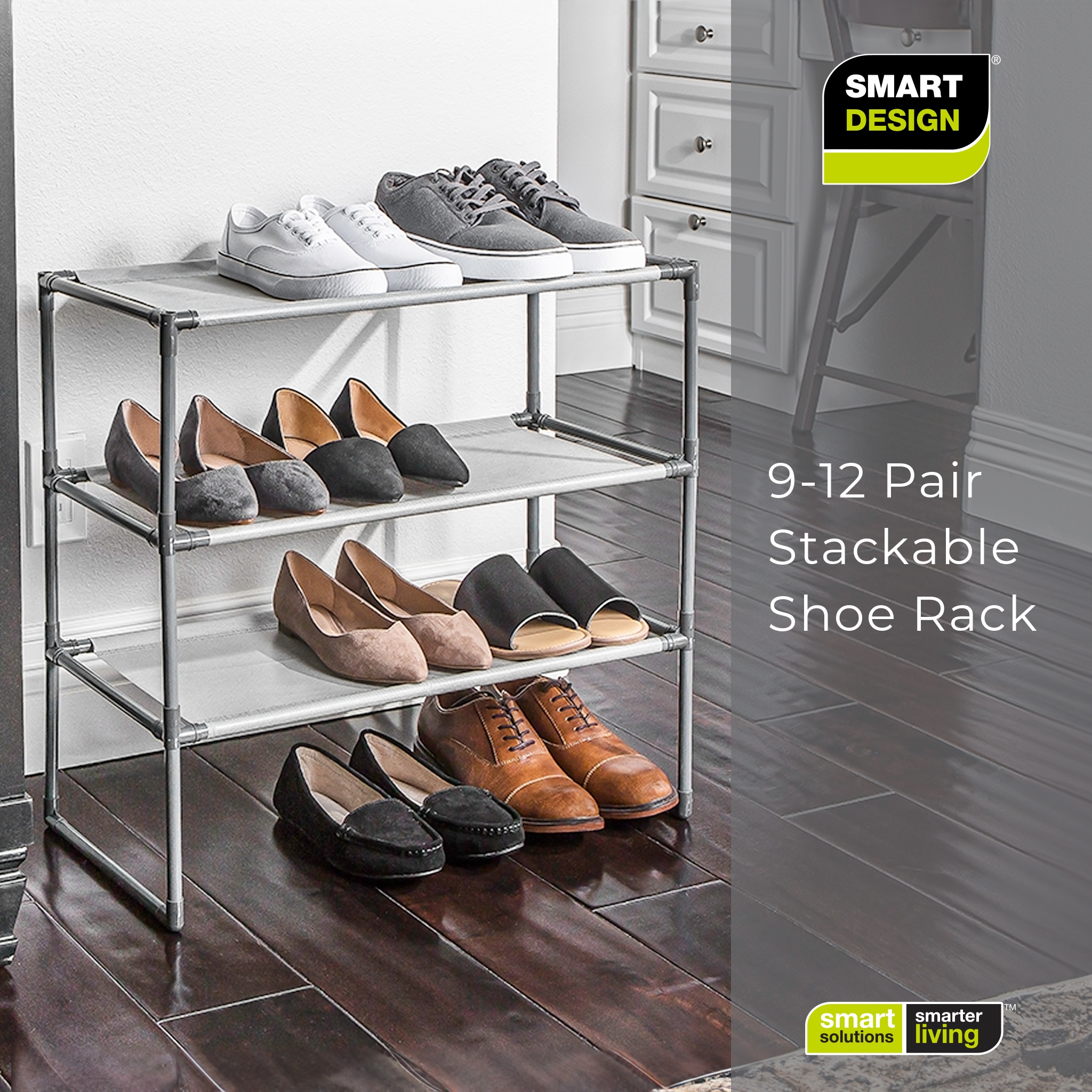 3-Tier Long Shoe Rack for Closet Stackable Wide Shoe Shelf Organizer and  Storage for Floor, Entryway (Bronze/Brown)