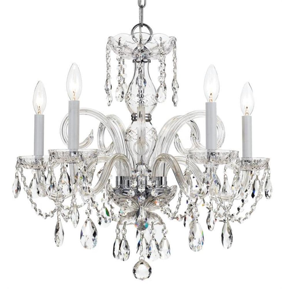 Crystorama 1005-CH-CL-S Traditional Crystal 5 -Light Polished Chrome Traditional Crystal For Use in Bedrooms, Dining Rooms, Foyers, Kitchens, Living Rooms Chandelier