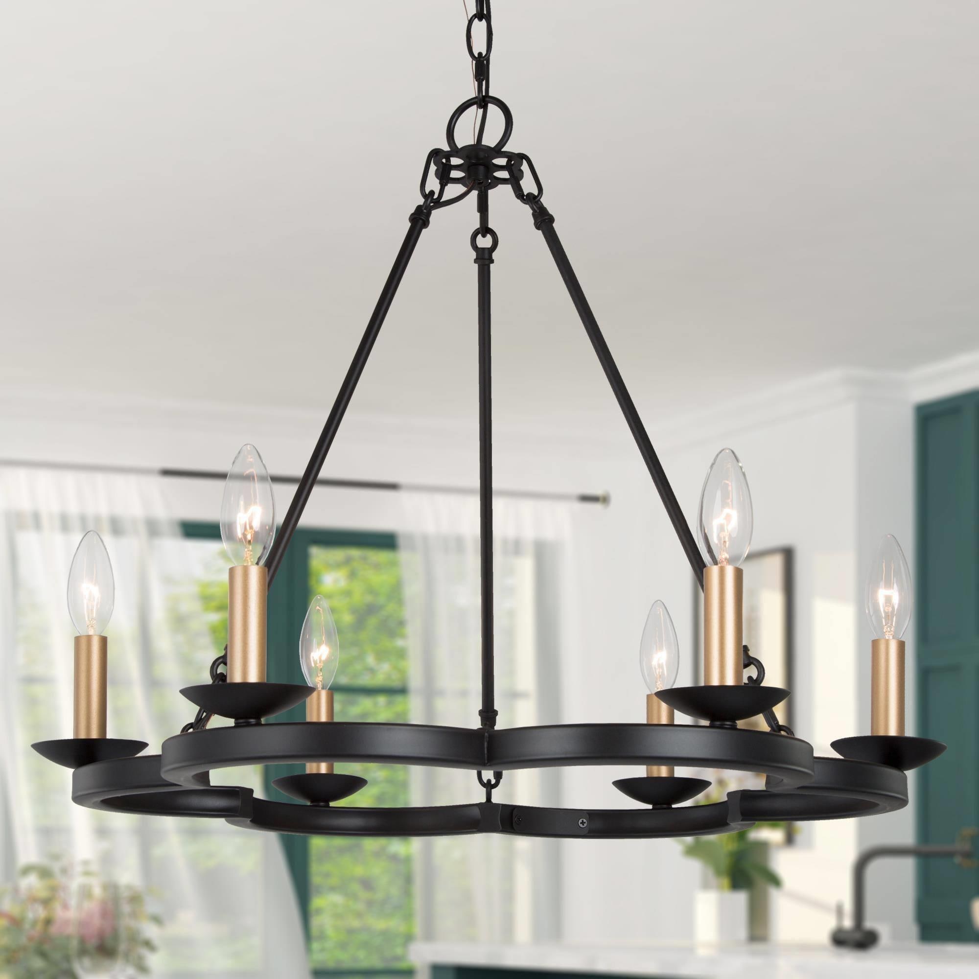 Uolfin AMY6NU-LWS23767-I7 6 -Light Matte Black Modern/contemporary For Use in Bedrooms, Dining Rooms, Foyers, Kitchens, Living Rooms Chandelier