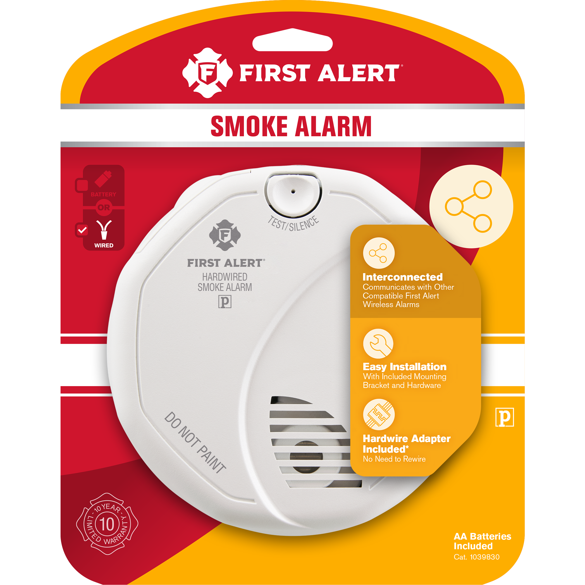 First Alert SA521CN-3ST Hardwired (with Battery Back-Up) Photoelectric Smoke detector