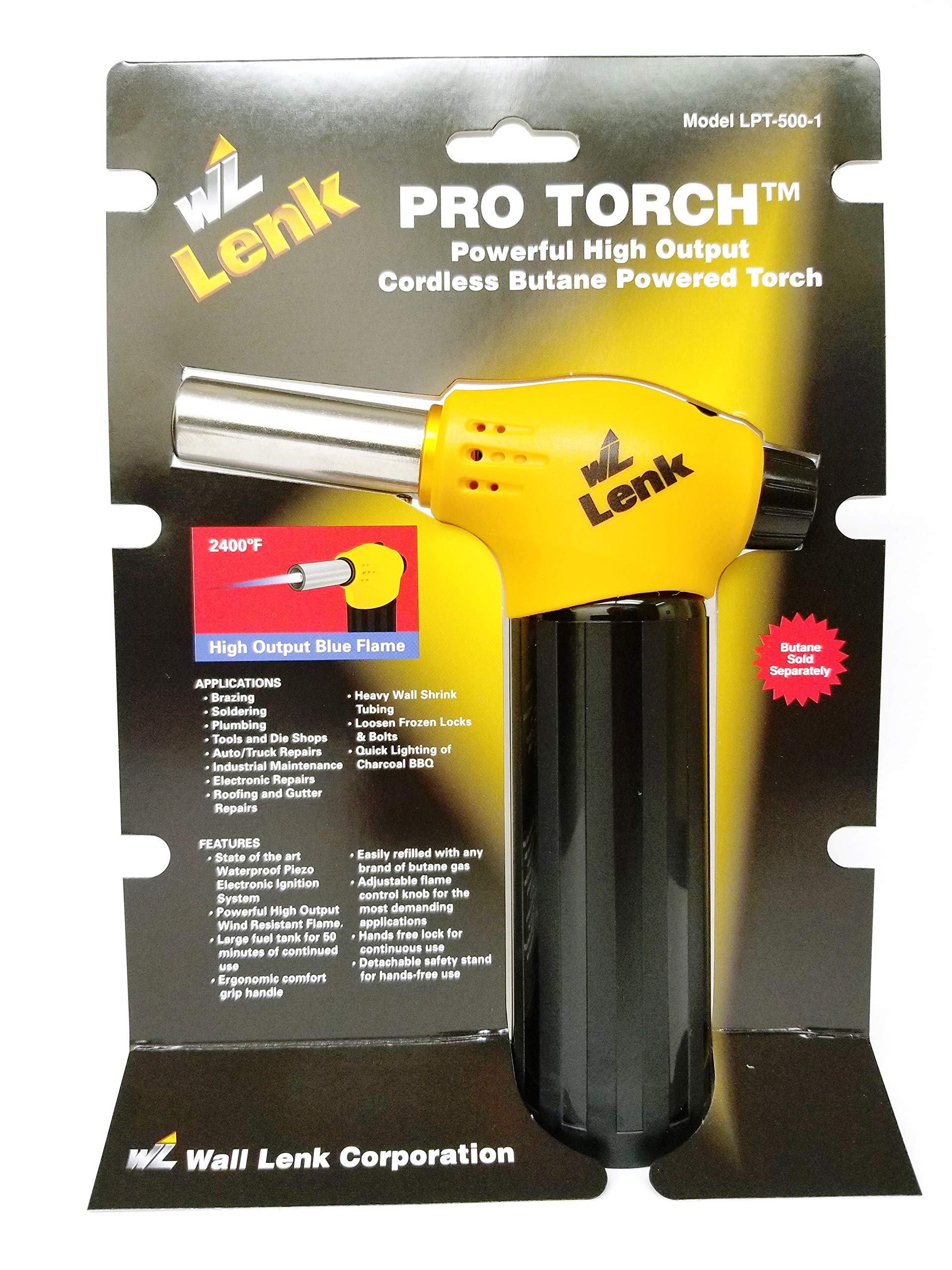 Wall Lenk WL Lenk LPT-500 Pro Butane Torch Self-igniting Adjustable Flame Ships Without Butane