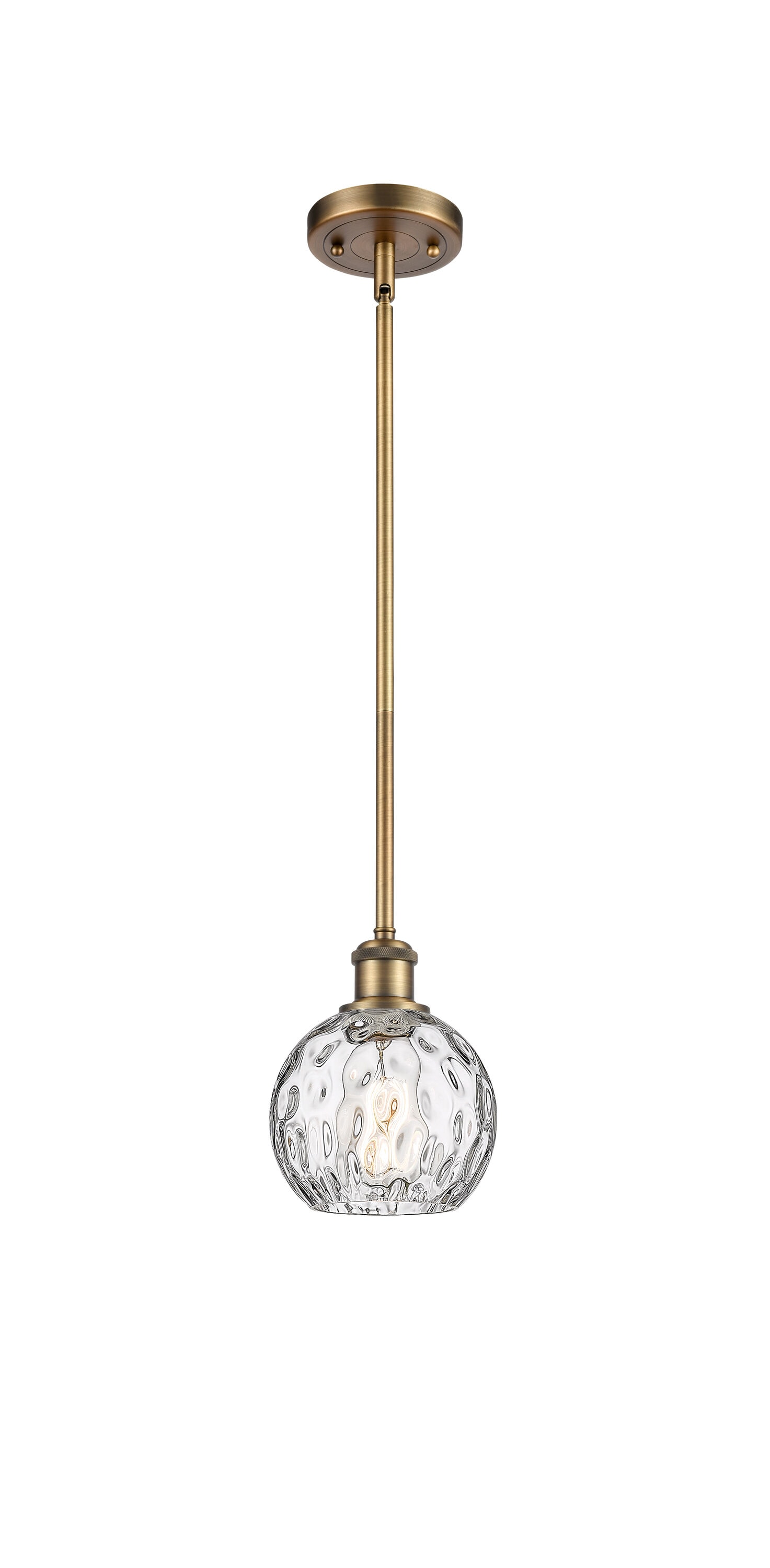Innovations Lighting 516-1S-BB-G1215-6 Athens Water Glass 1 -Light Brushed Brass, Clear Water Glass Industrial Clear glass Globe Mini Hanging Pendant light