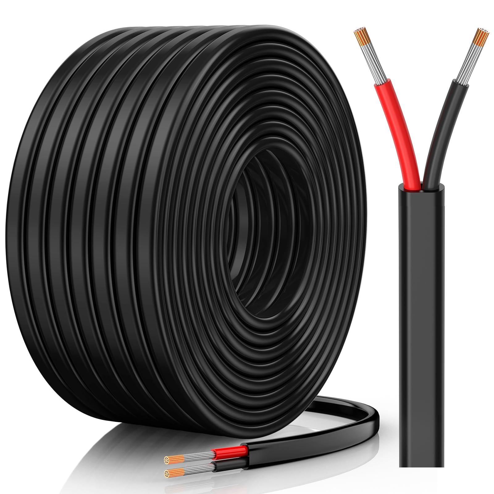 Phewnyzo  12 Gauge Electrical Wire 2 Conductor Flexible Tinned Copper Stranded PVC Insulation for Automotive Marine LED Solar RV Lighting 30FT