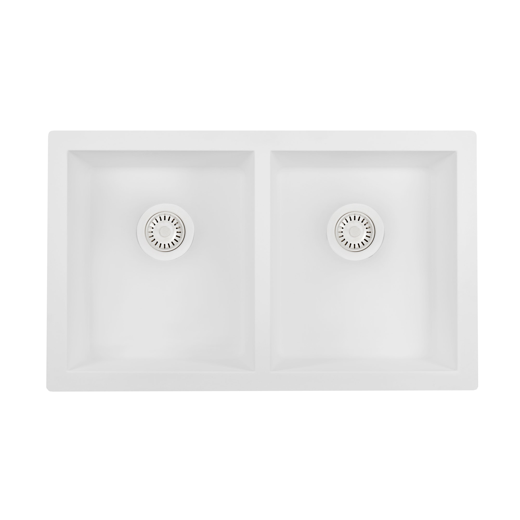 Ruvati RVG2388WH epiGranite Undermount 32-in x 19-in Composite Double equal bowl Kitchen Sink