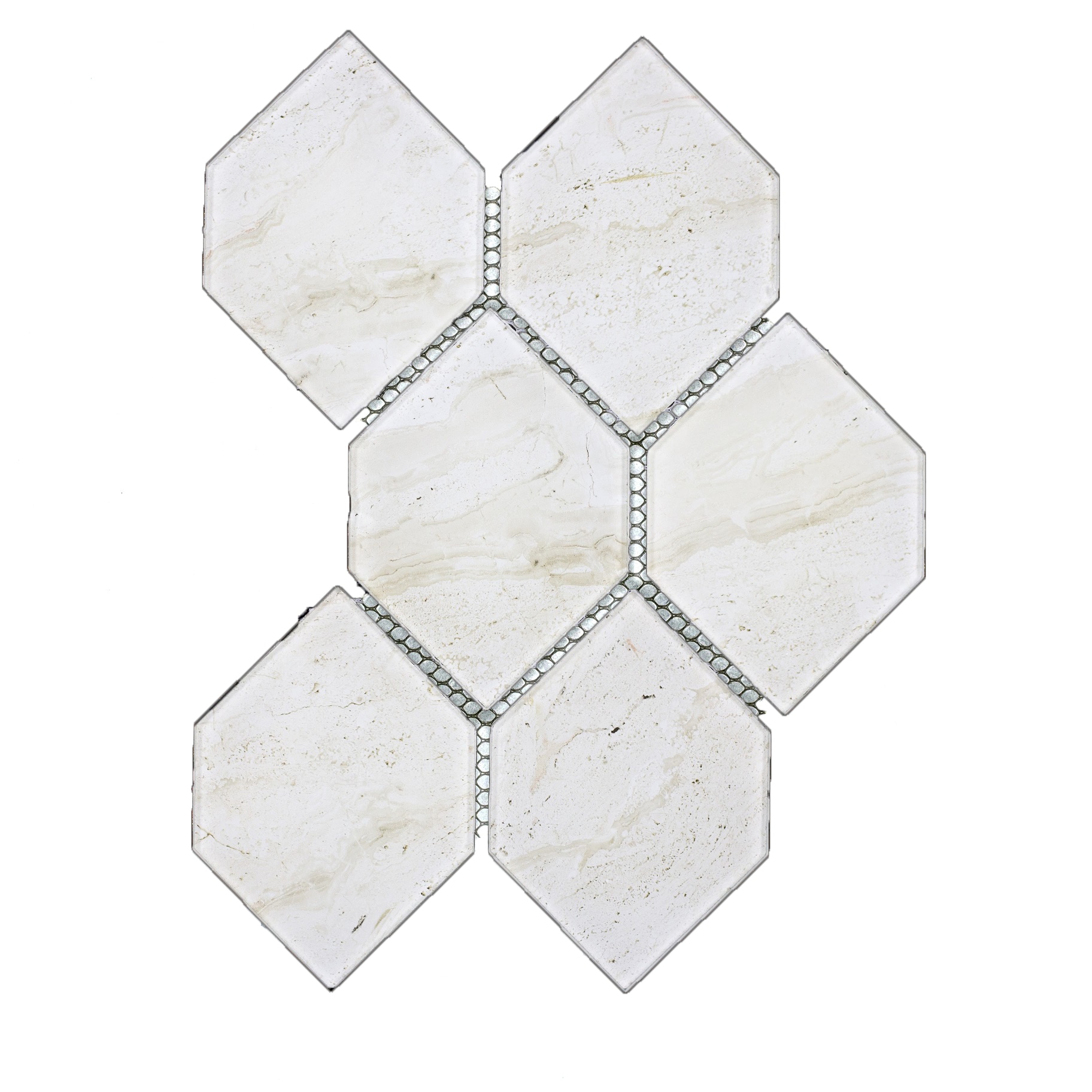Abolos LWSWTJHNY-CM Nature Crema marfil beige 12-in x 12-in Glossy Glass Stone look Hexagon Mosaic Wall Tile ( 5.2-sq ft Carton )