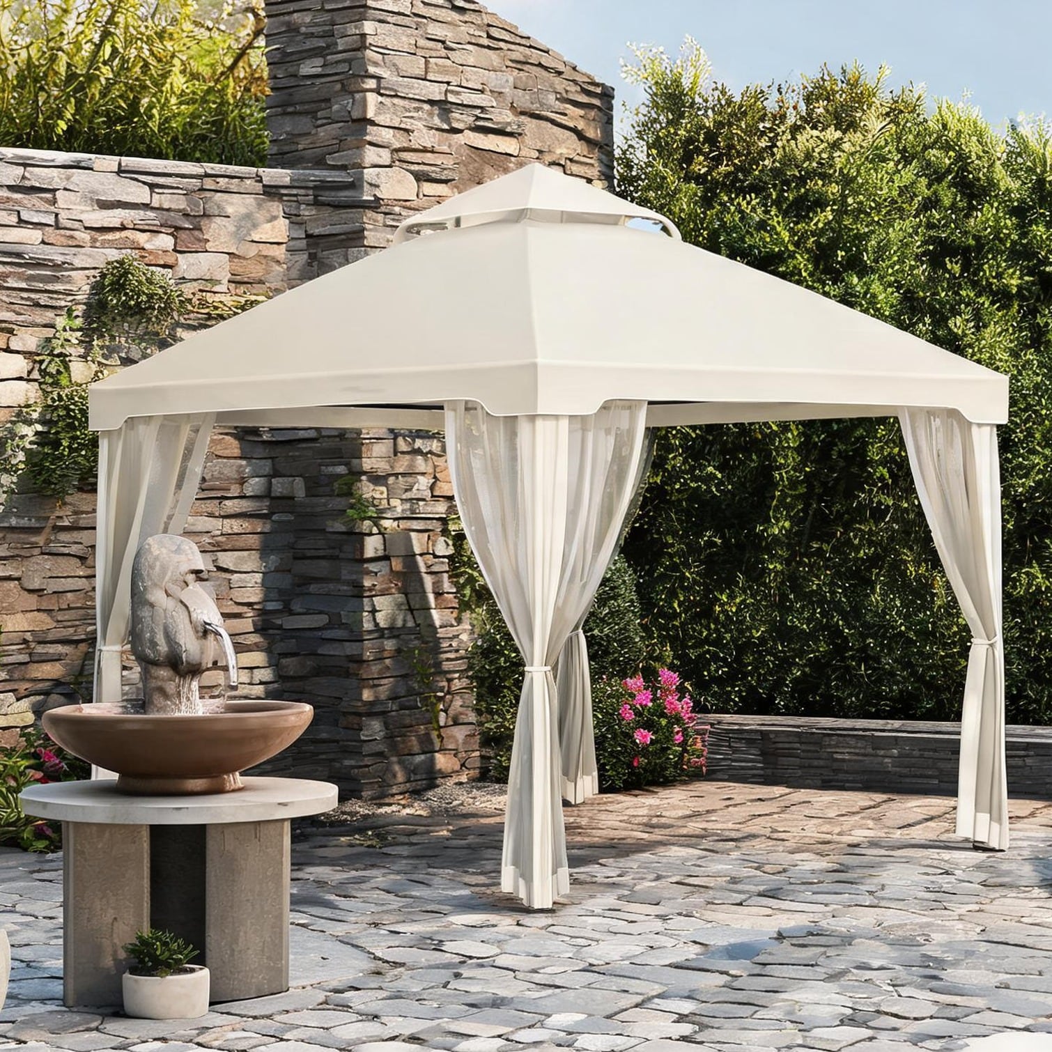 Canopy Insects Naturefalls Square 9.6 ft. Steel Frame Pop-Up Gazebo with Double-Tier ...
