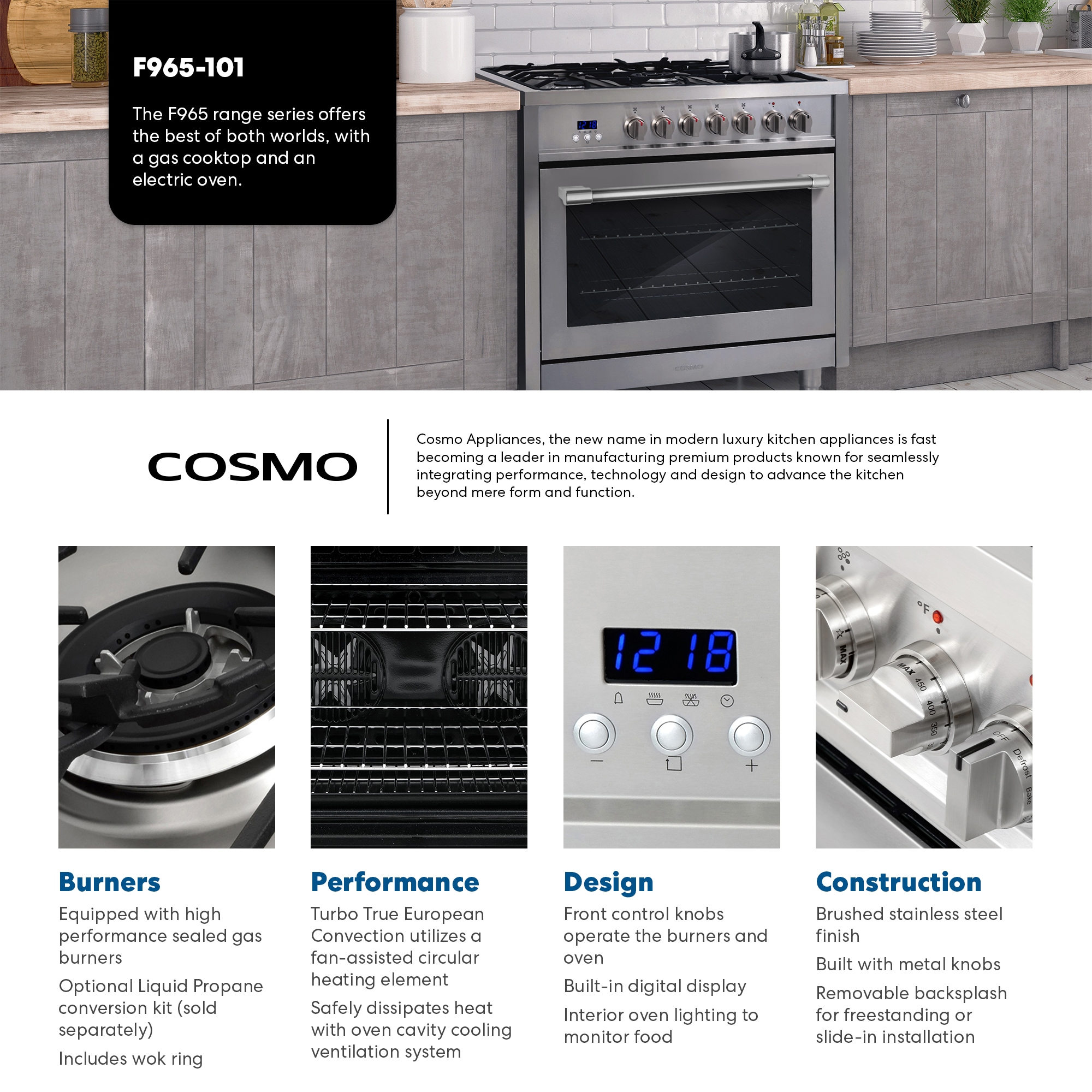 Cosmo F965-101 Dual-Fuel-Ranges - View #3
