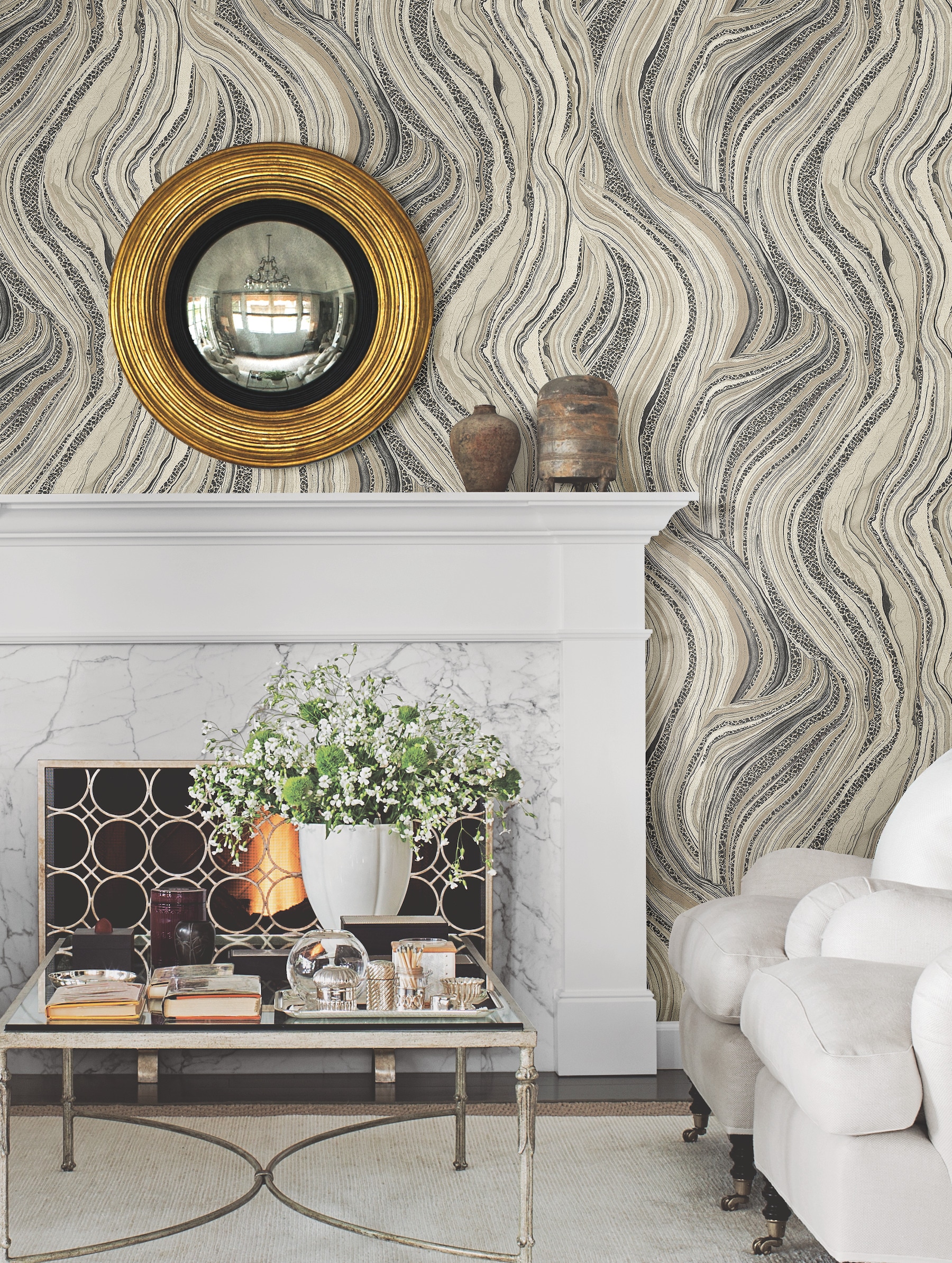 York Wallcoverings HO2171 Ronald Redding Traveler 60.8-Sq. Feet Neutral Non-woven Abstract Unpasted Wallpaper