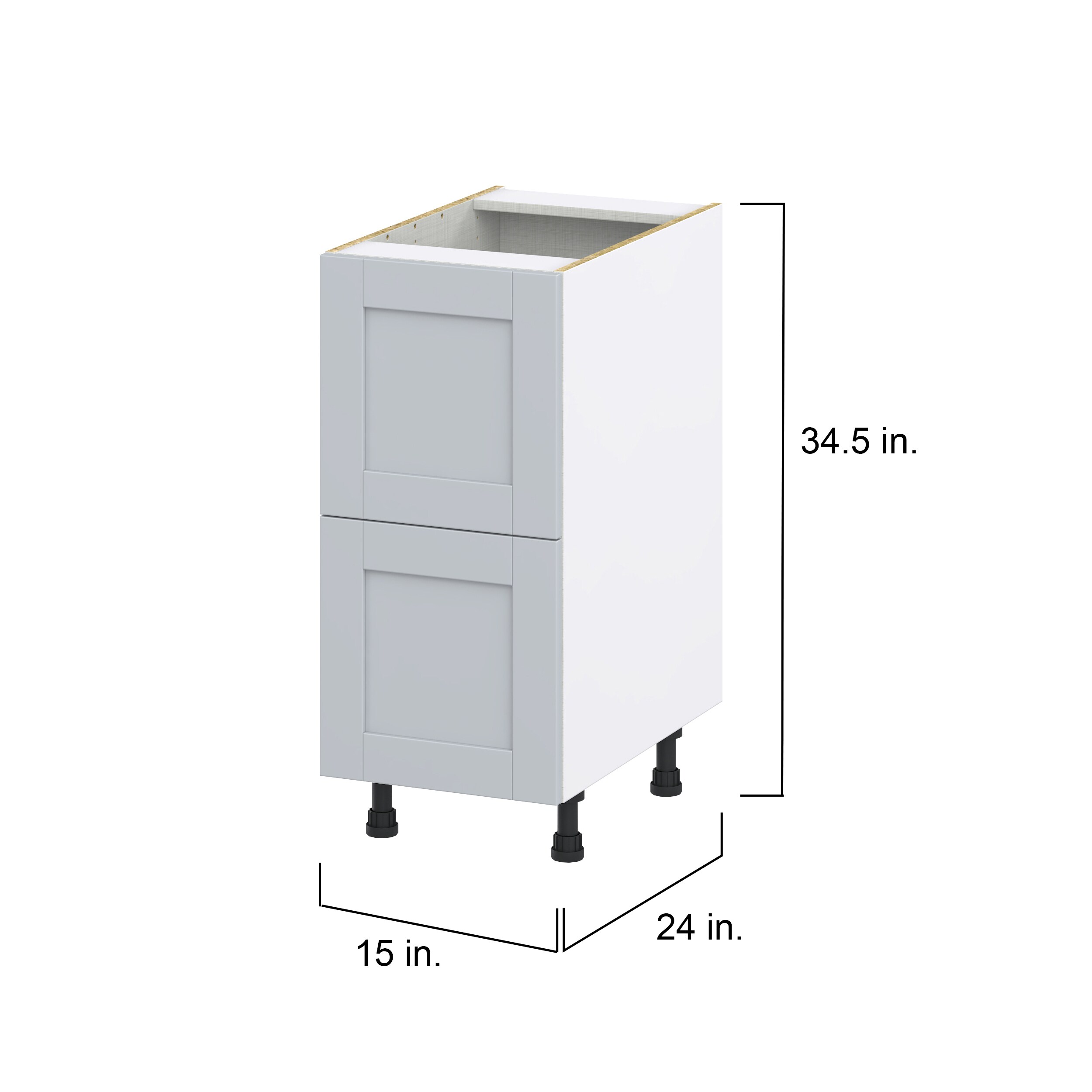 Hugo&Borg Charlesberg 15-in W x 34.5-in H x 25-in D Gray 2-Drawer Base Fully Assembled Cabinet