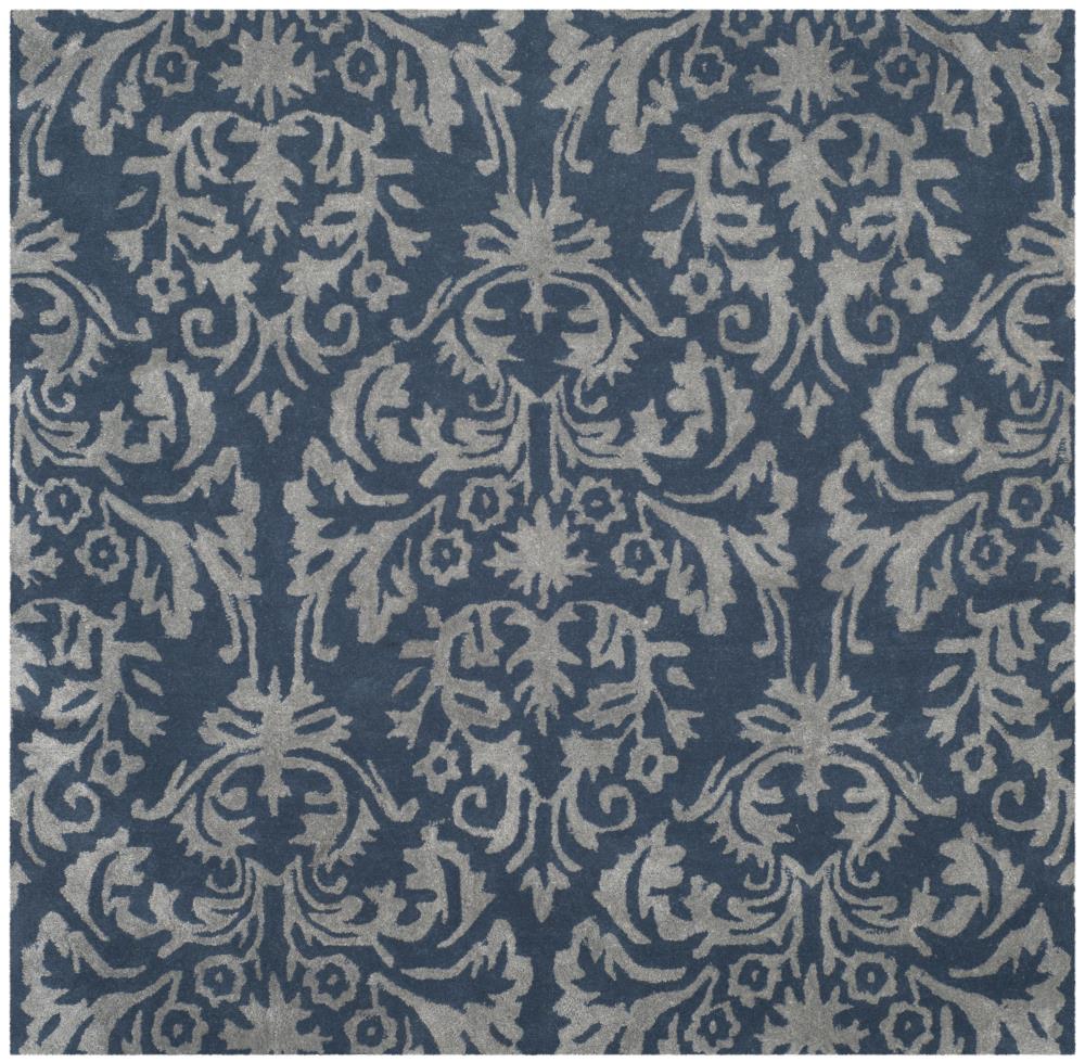 Safavieh BEL156B-5SQ Bella Alou 5 x 5 (ft) Tufted Synthetic Navy/Gray Square Indoor Damask Area rug