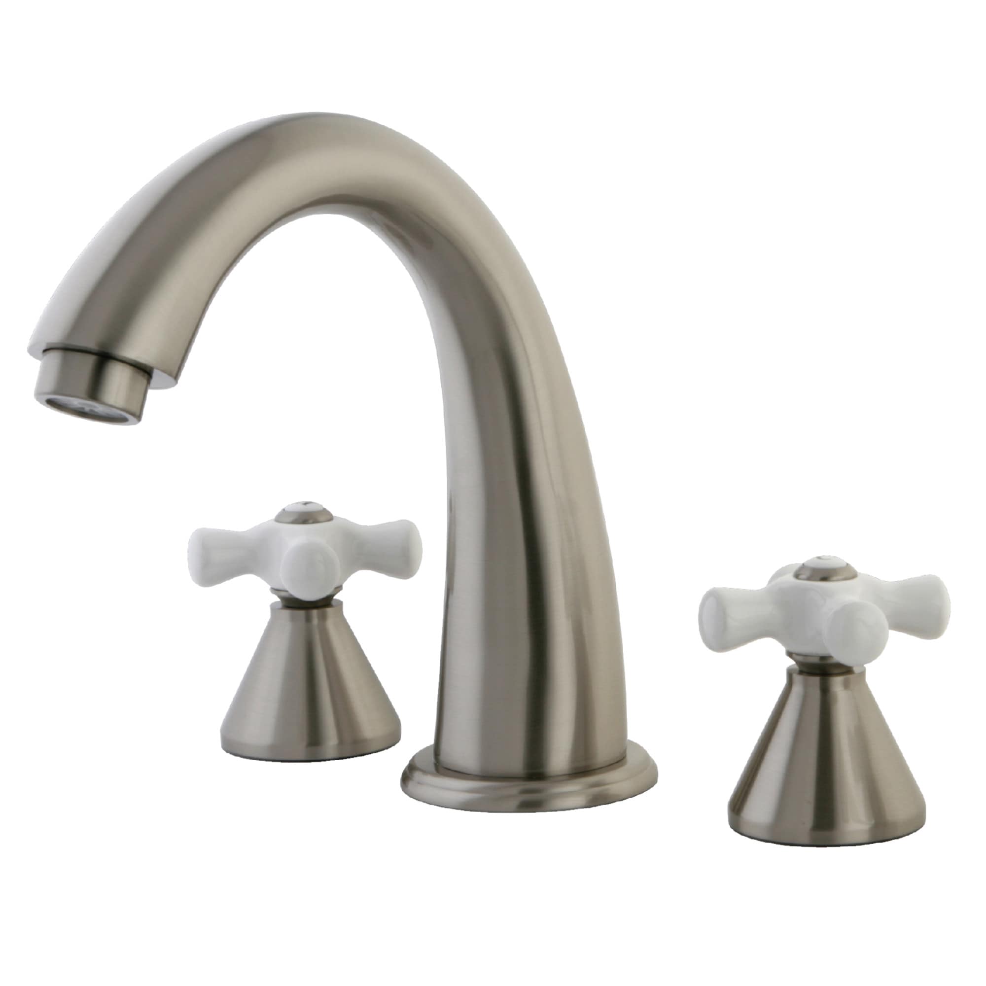Kingston Brass WLKS2368PX Naples Brushed nickel 2-handle Deck-mount Roman High-arc Bathtub Faucet ( Valve Included )