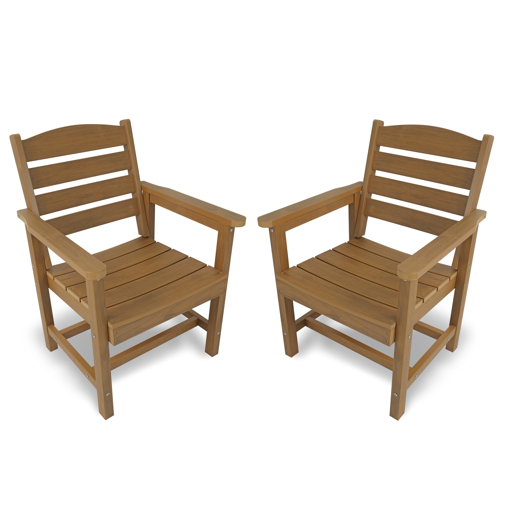 Fortune Candy - 2 Piece Poly Lumber HIPS Teak Weather Resistant Outdoor Patio Dining Chair Set