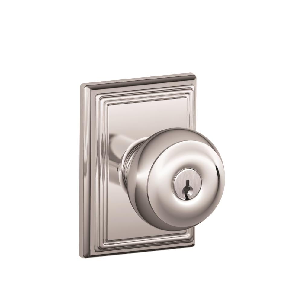 Schlage F51AGEO625ADD F Series Bright Chrome Traditional Interior/Exterior Keyed entry door knob Single pack