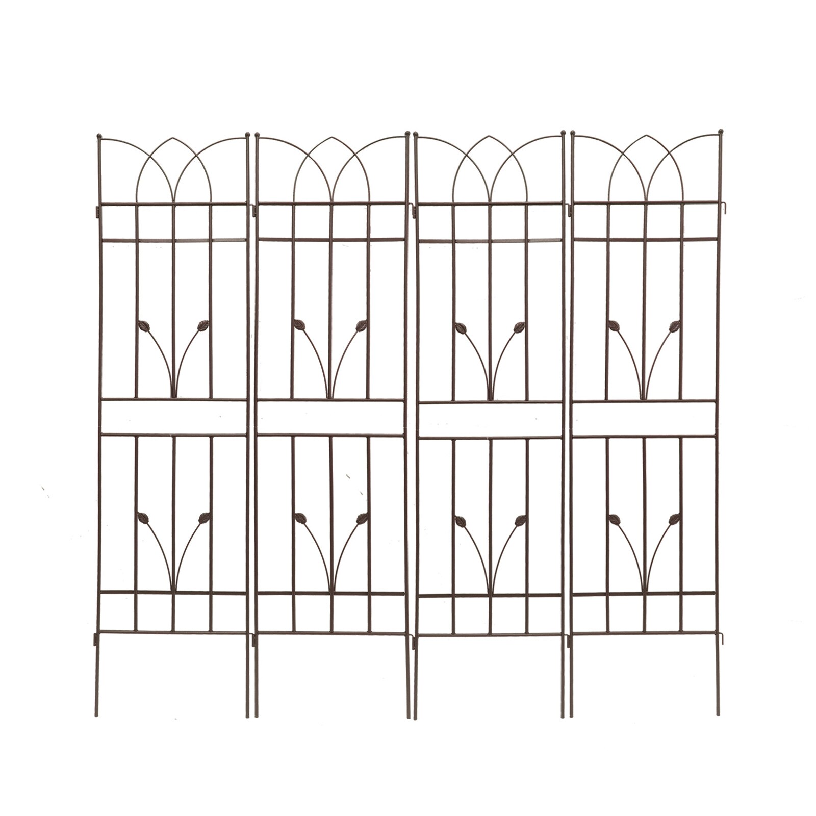 Maocao Hoom JLWP147459 4 Pack Metal Garden Trellis 17.7-in W x 71-in H Brown Iron Traditional Garden Trellis For Climbing Plants For Cucumbers