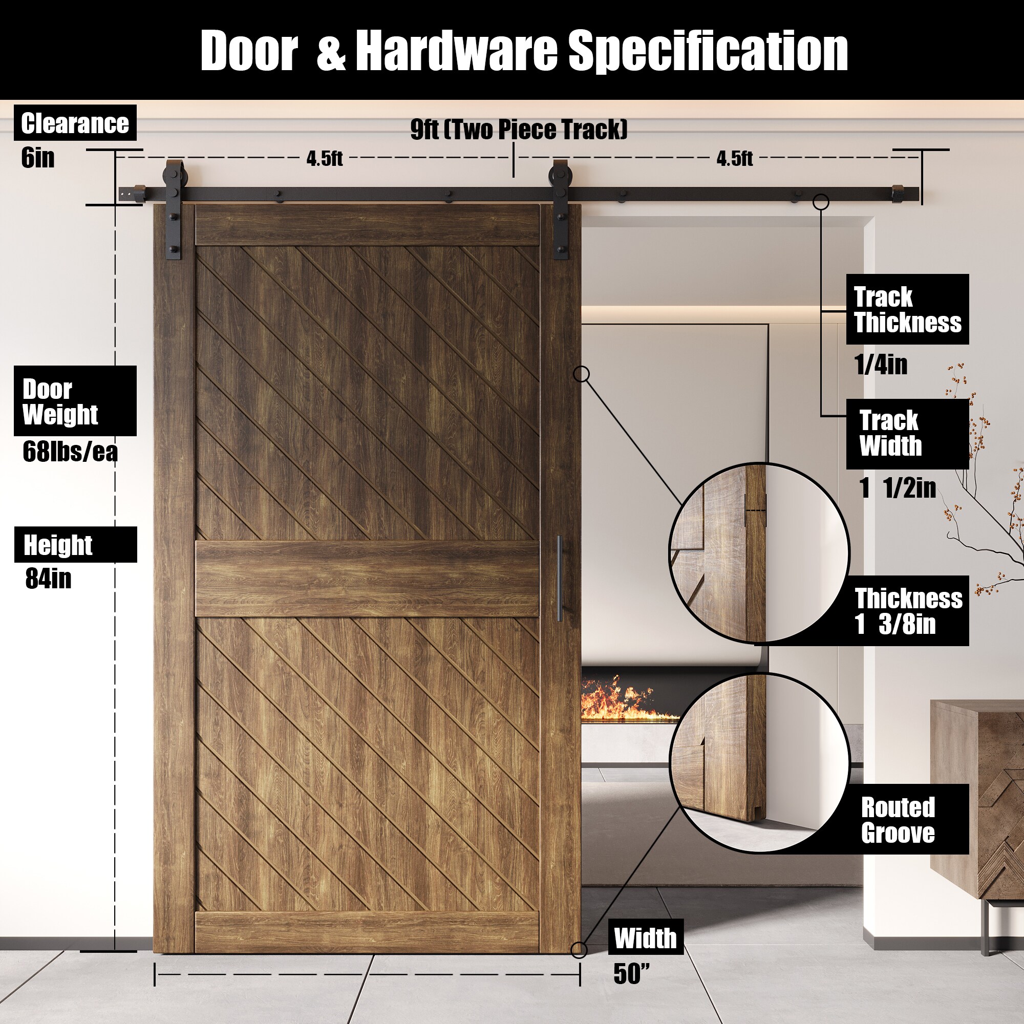 HOMACER YT1H108C-XT2-5084-WA Barn-Doors - View #2
