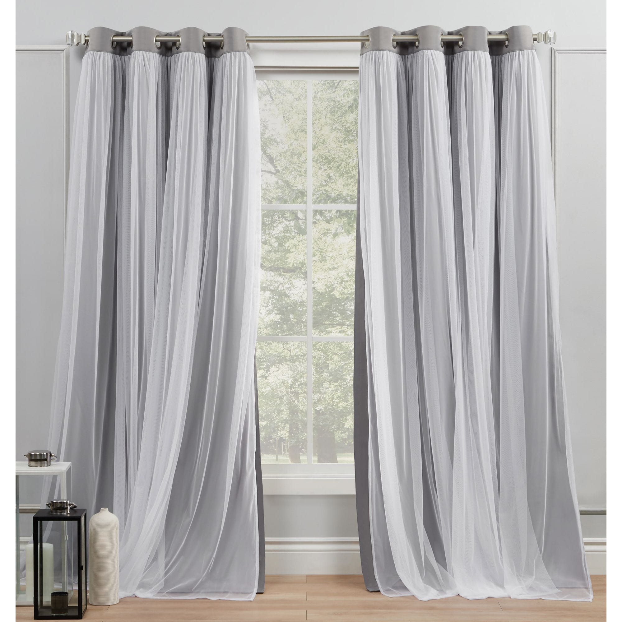 Exclusive Home YA013555DSEHG1 A167 120-Inches Soft grey Room darkening Interlined Grommet Curtain panel pair
