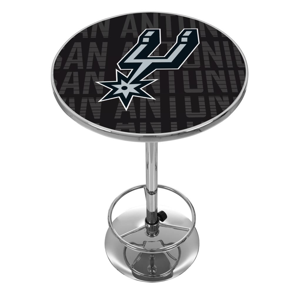Trademark Gameroom NBA2000-SS3 San Antonio Spurs Pub Tables Chrome Round Traditional Bar Table, Composite with Metal Pedestal Base 27.375-in L x 42-in H