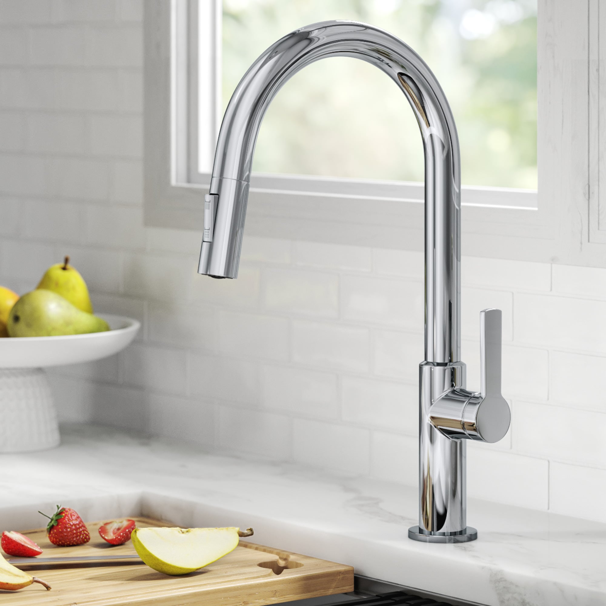 Kraus KPF-2820CH Oletto Chrome Single Handle Deck-mount Pull-down Kitchen Faucet with Sprayer