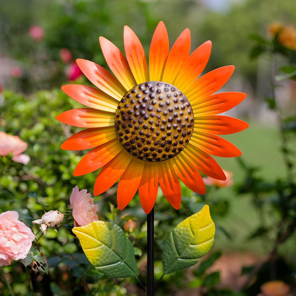 DYRCJ Metal Sunflower Wind Spinner Outdoor Decorative Kinetic Sculpture ...