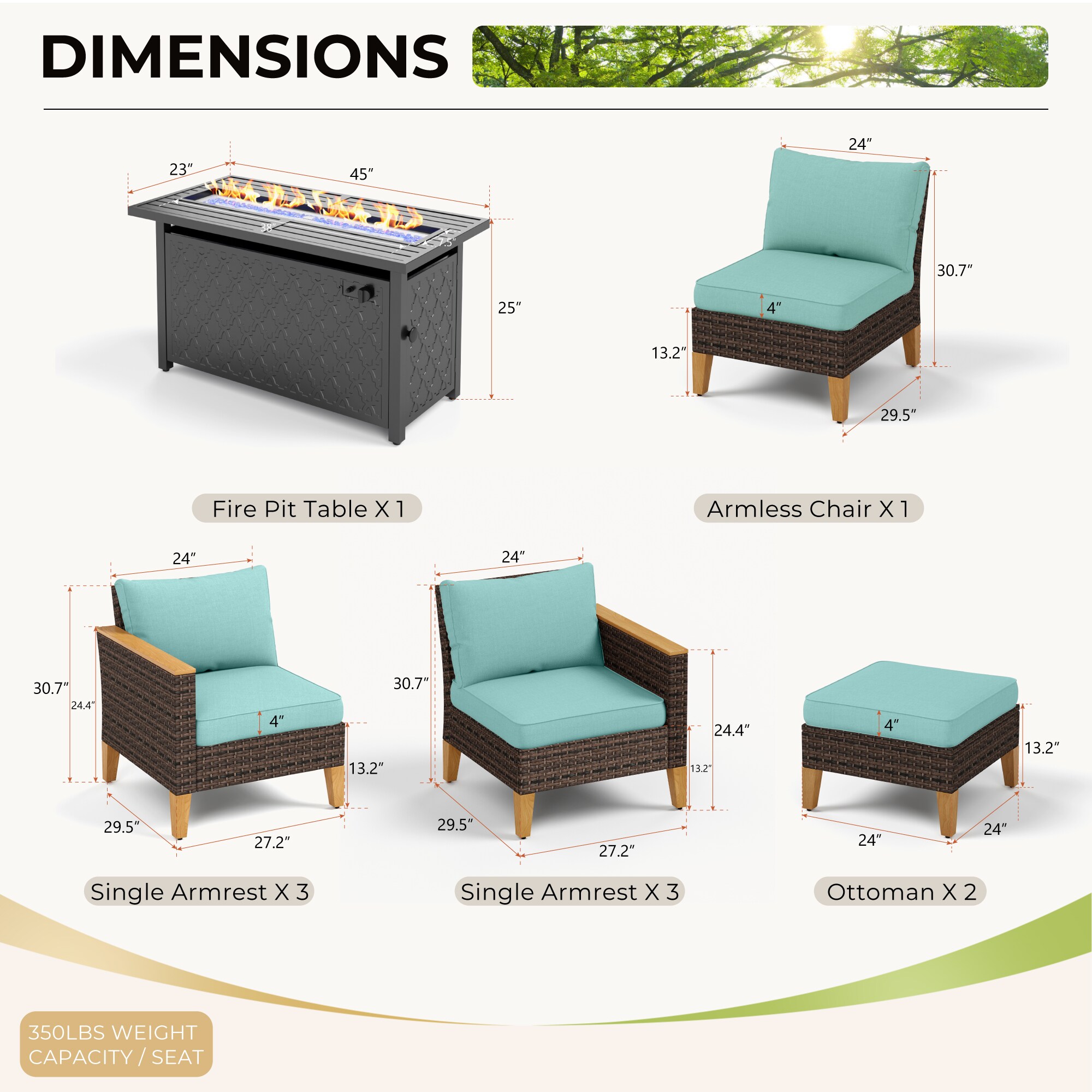 Sunshine Valley CR006-08-9-GS007-BU Patio-Conversation-Sets - View #2