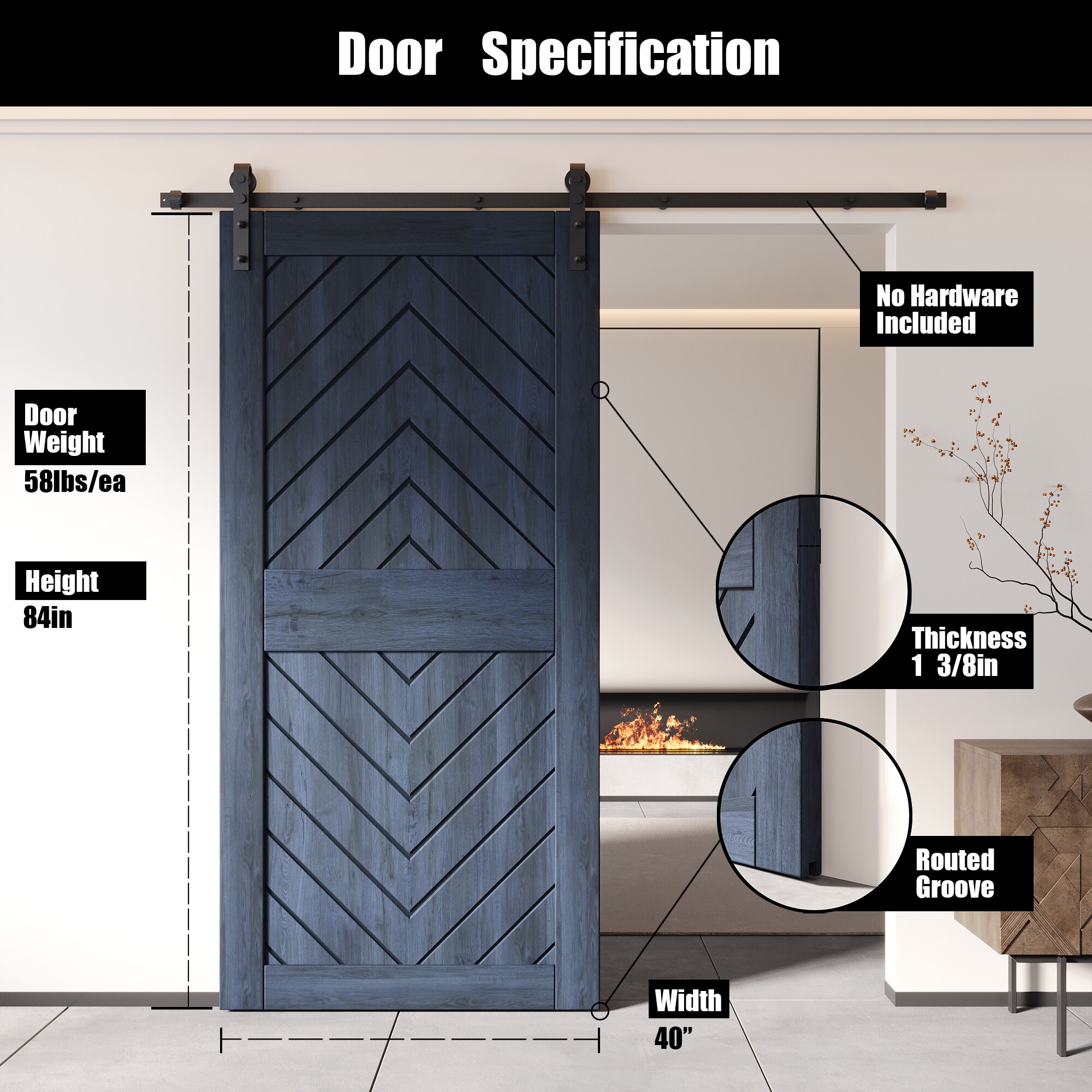 HOMACER JT2-4084-NA Barn-Doors - View #2