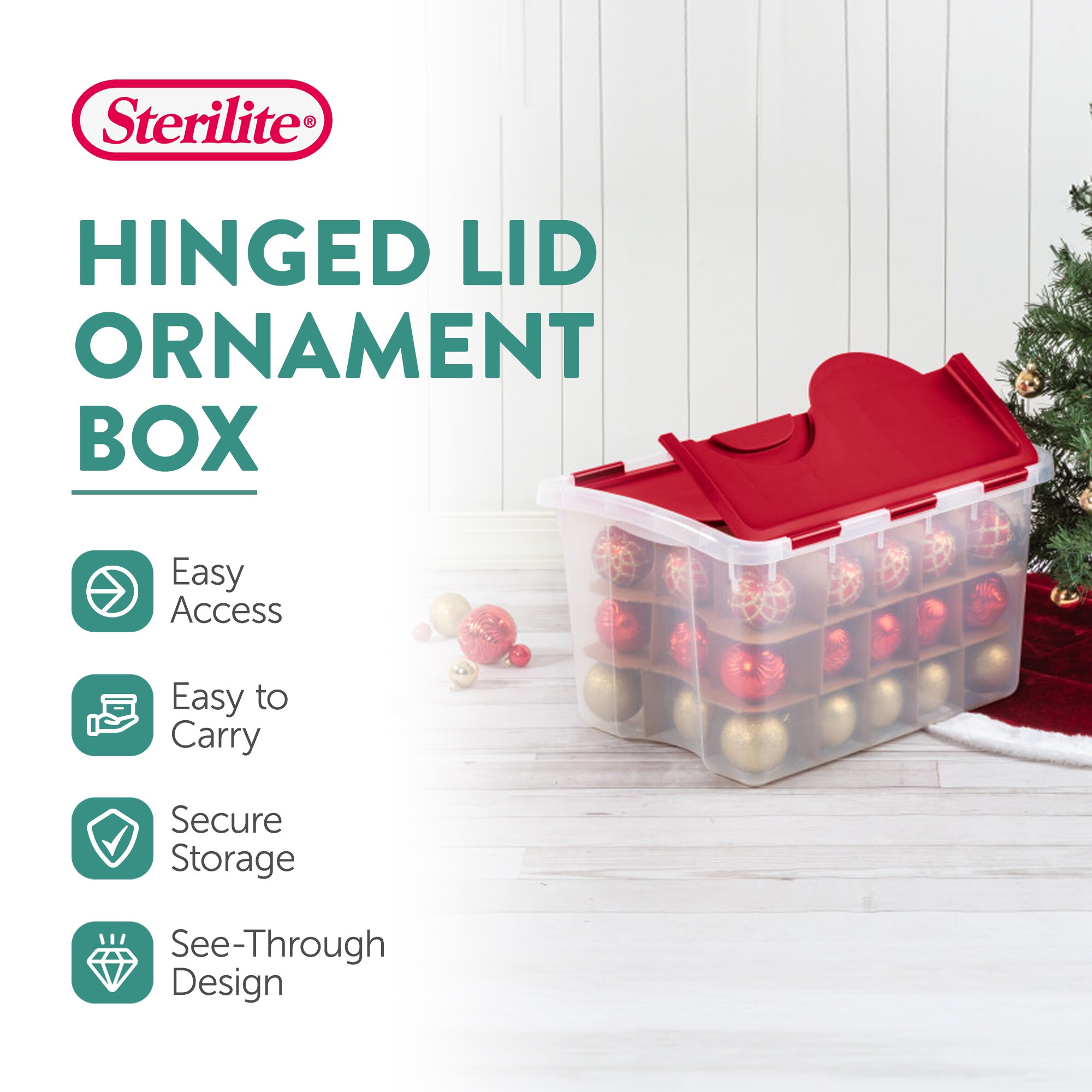 Sterilite 15.6-in W x 22-in D x 12-in H in the Ornament Storage Boxes ...