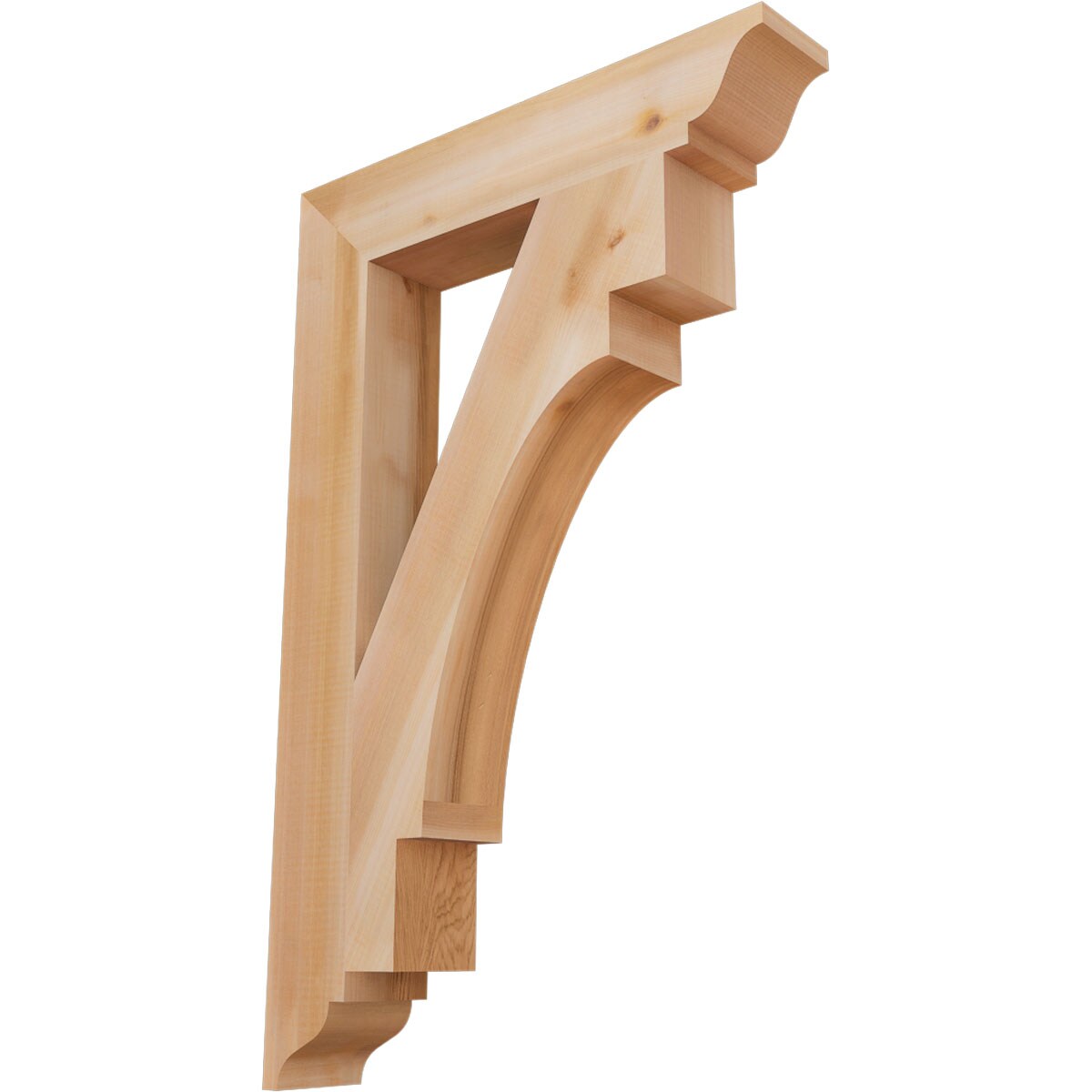 Ekena Millwork BKT04X22X34MRC01SWR Merced traditional smooth 3-1/2-in x 22-in x 34-in Western red cedar Brown Wood Standard bracket