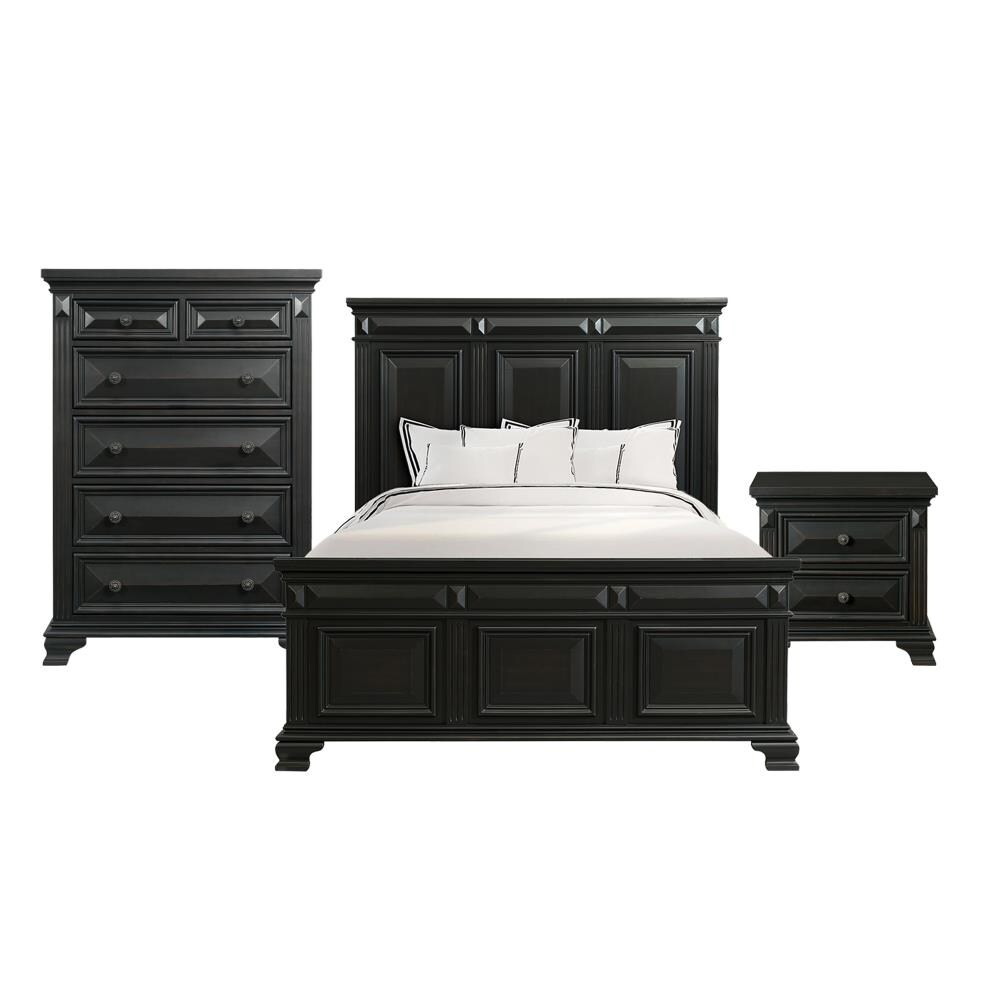Picket House Furnishings CY600QB3PC Trent Antique Black Queen Bedroom Set