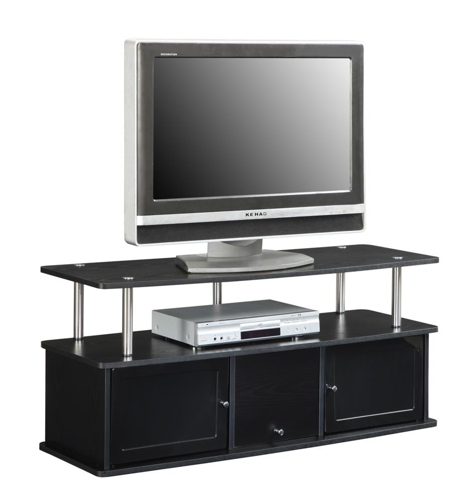 Black Particleboard TV Stand with Cabinets and Shelf, 48 Inch