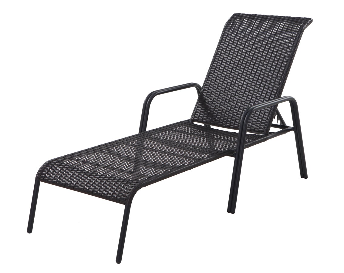 Garden Treasures Pelham Bay Wicker Stackable Steel Frame Stationary Chaise Lounge Chair with Woven Seat