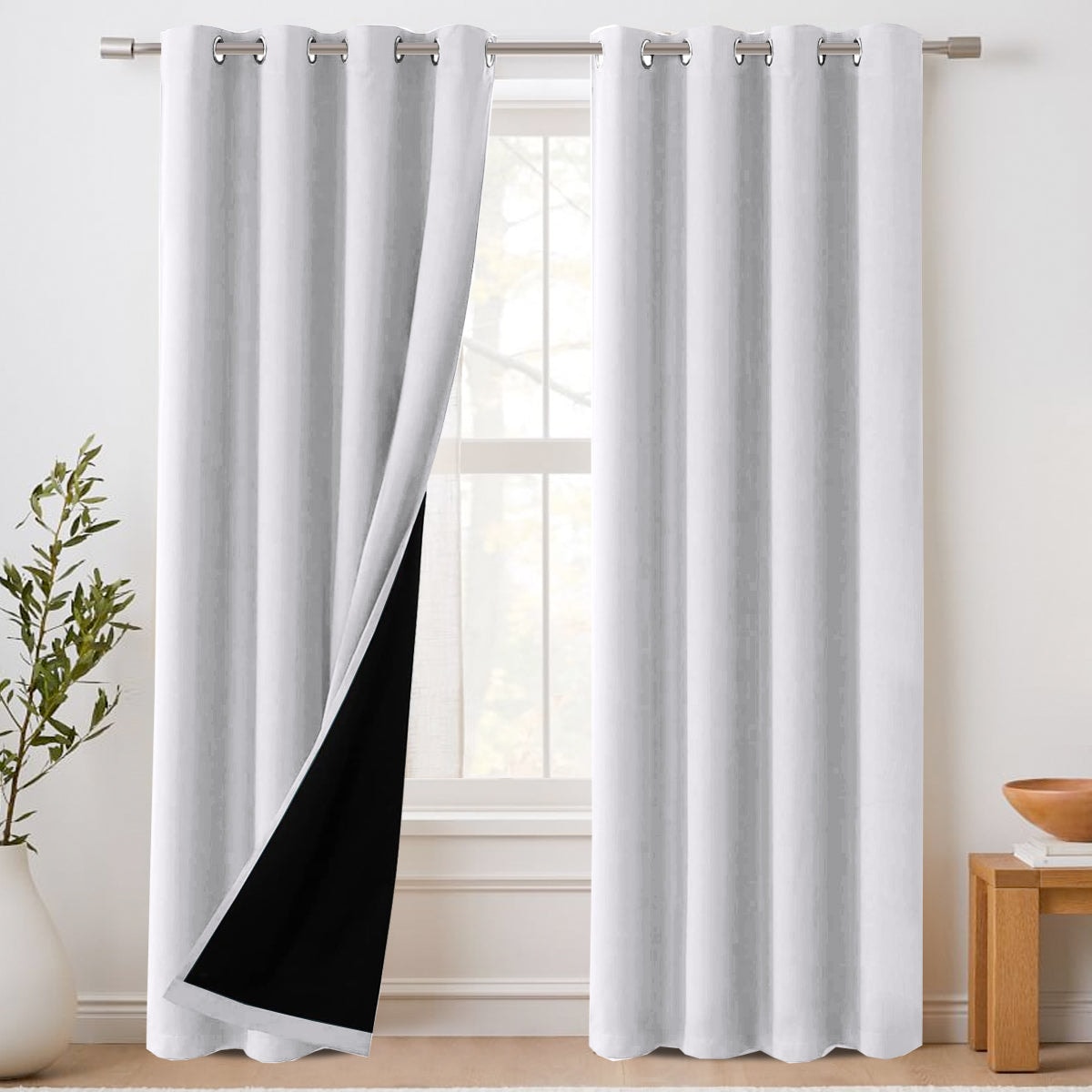 H.Versailtex - Premium Blackout Curtain Panel Pair Grommet Top 52W x 63L Pure White
